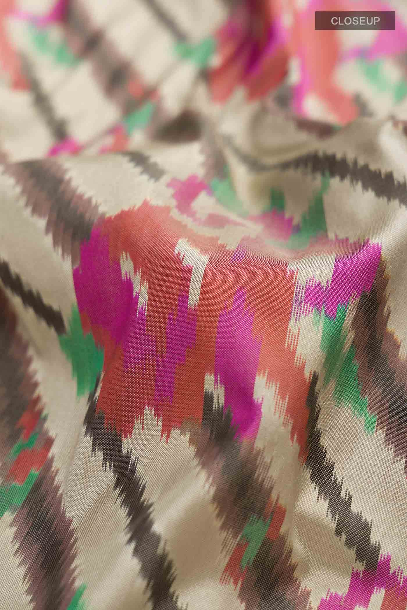 Beige Pochampally Silk Saree