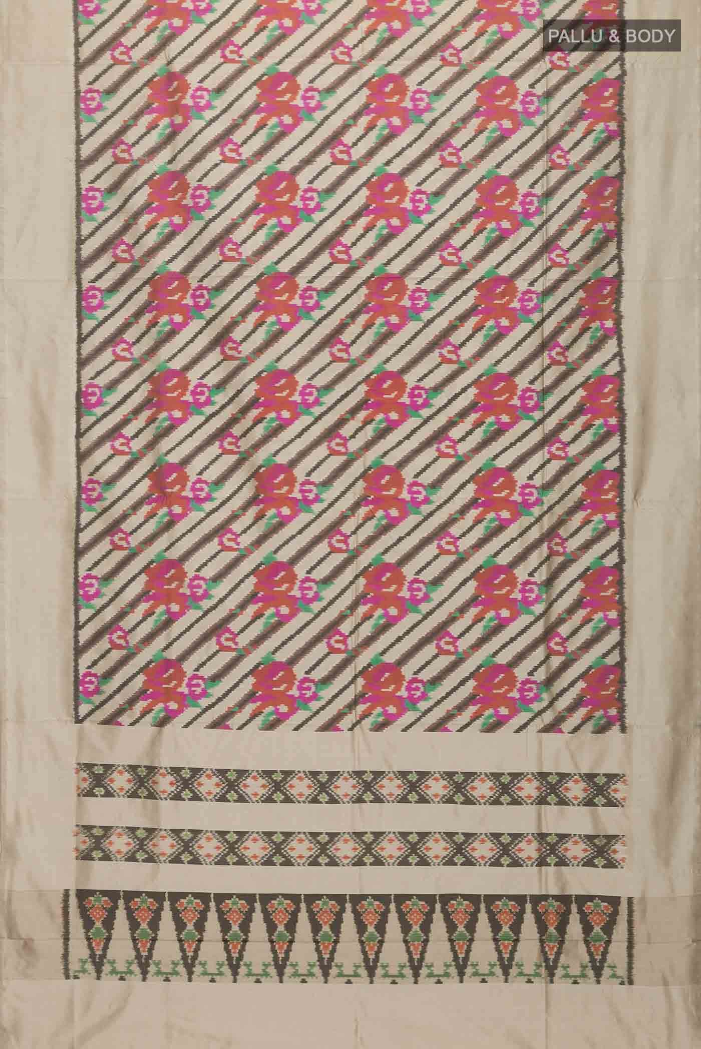 Beige Pochampally Silk Saree