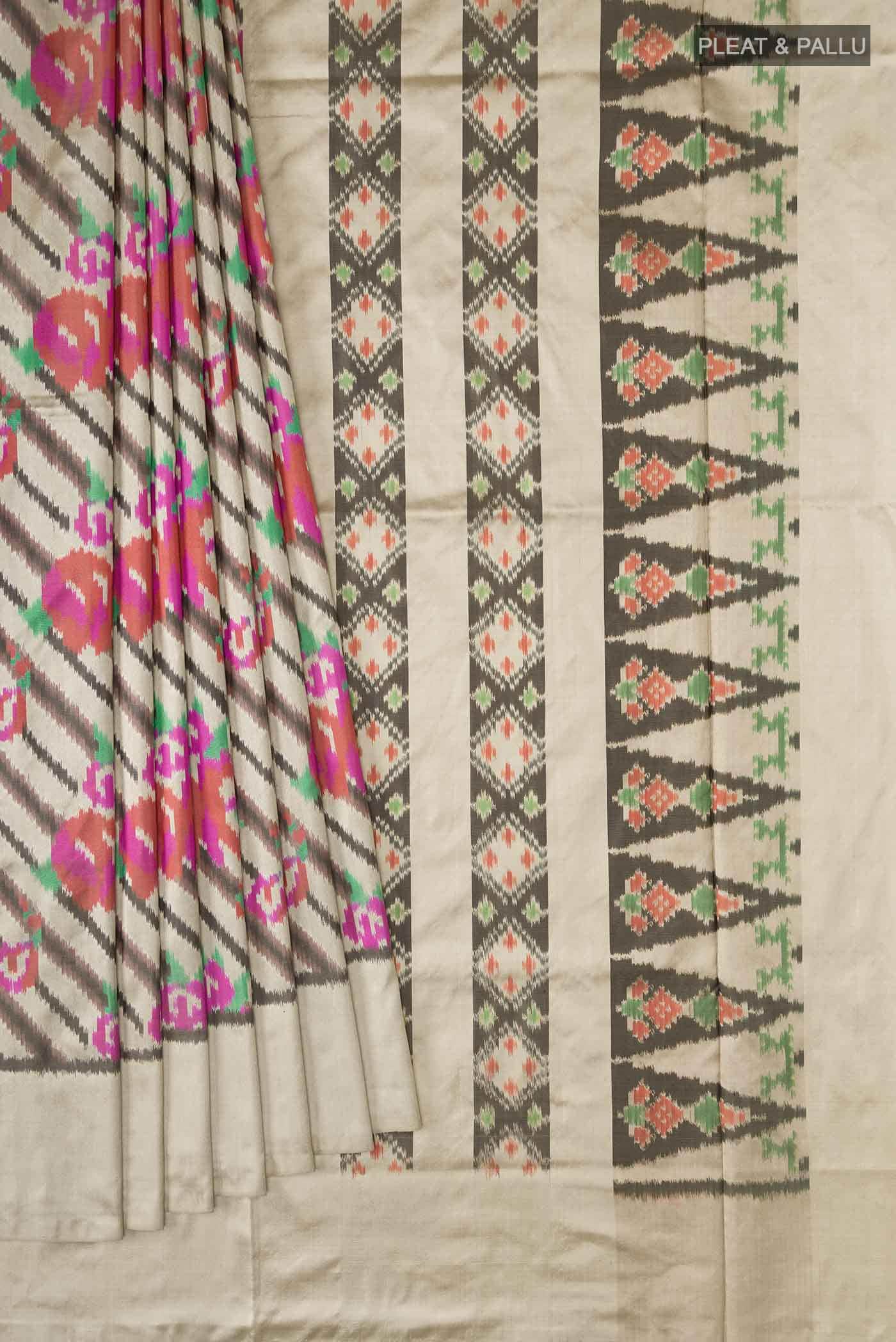 Beige Pochampally Silk Saree