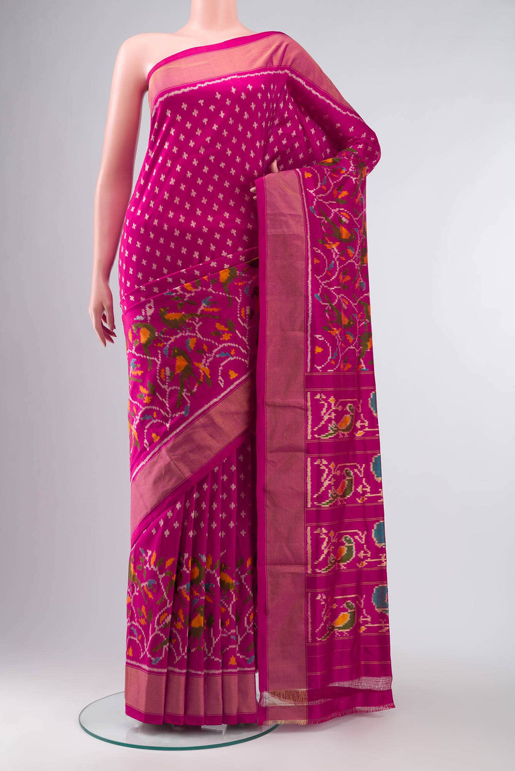 Dark Pink Pochampally Silk Saree