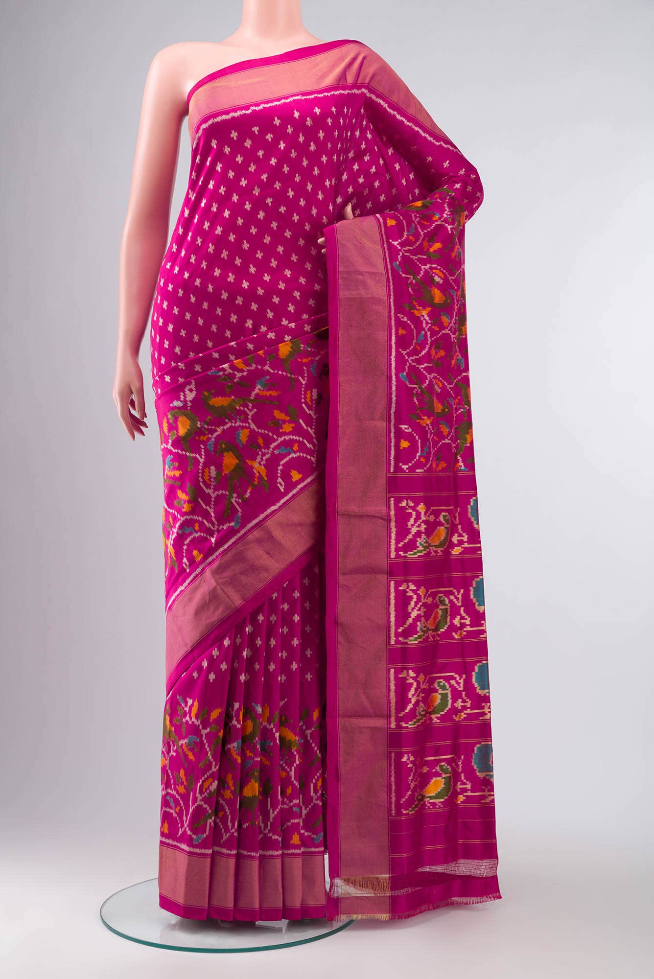 Dark Pink Pochampally Silk Saree