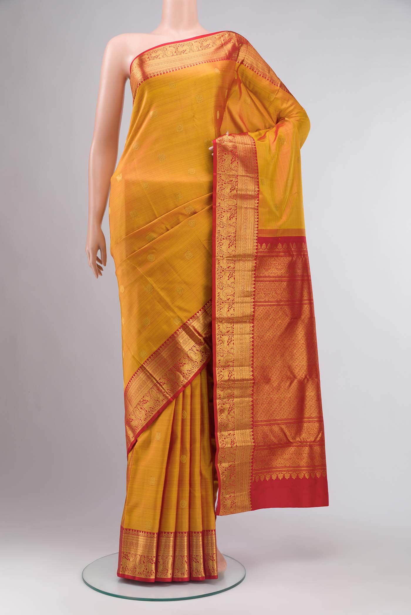 Yellow Kanchipuram Silk Saree