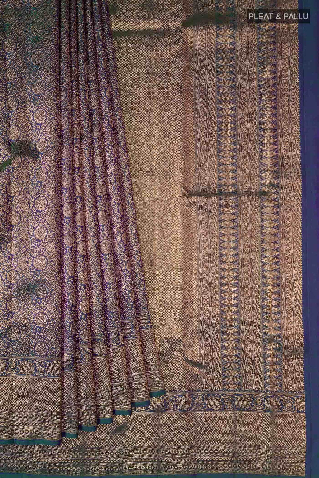 Blue with Green Dual Tone Kanchipuram Silk Saree