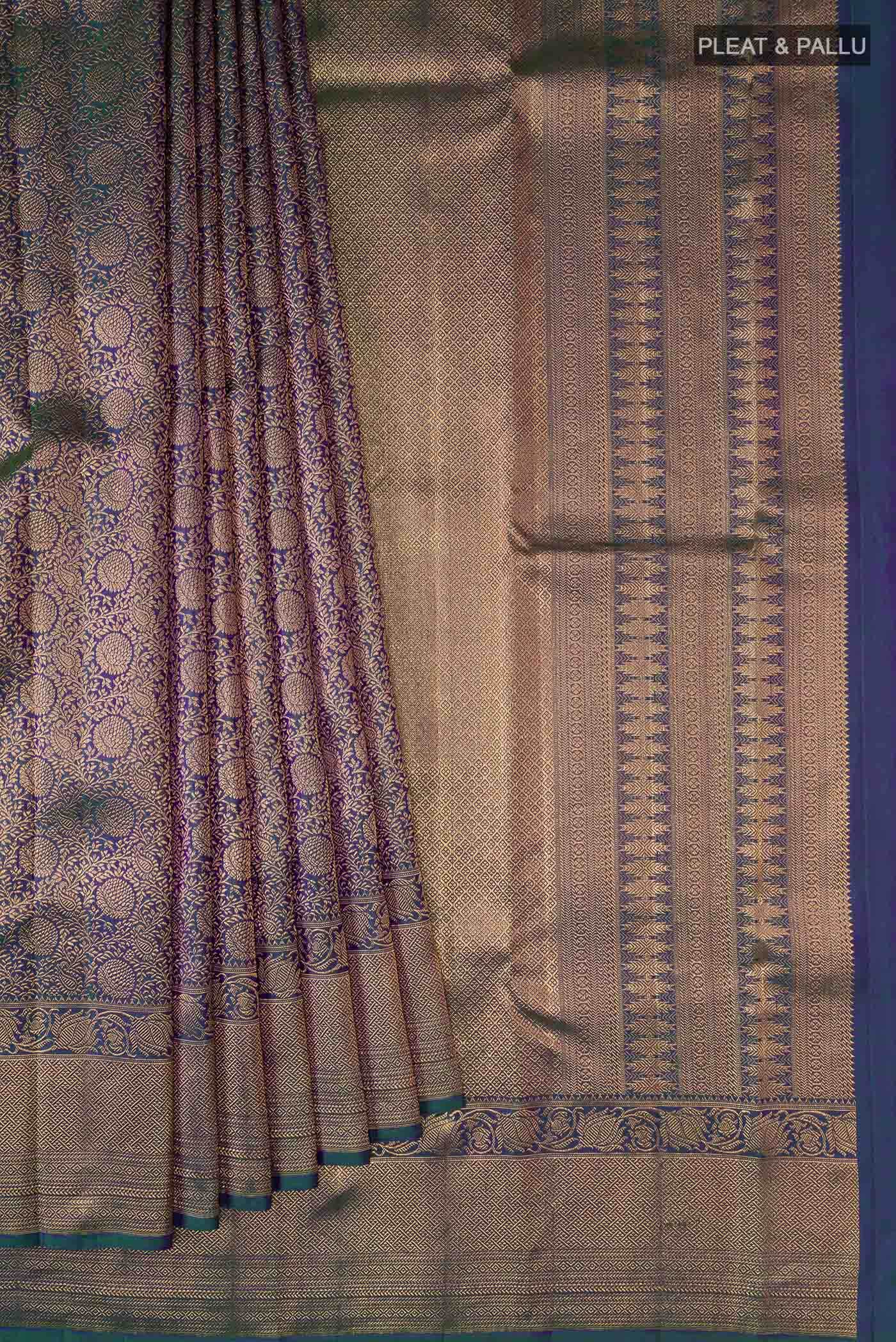 Blue with Green Dual Tone Kanchipuram Silk Saree