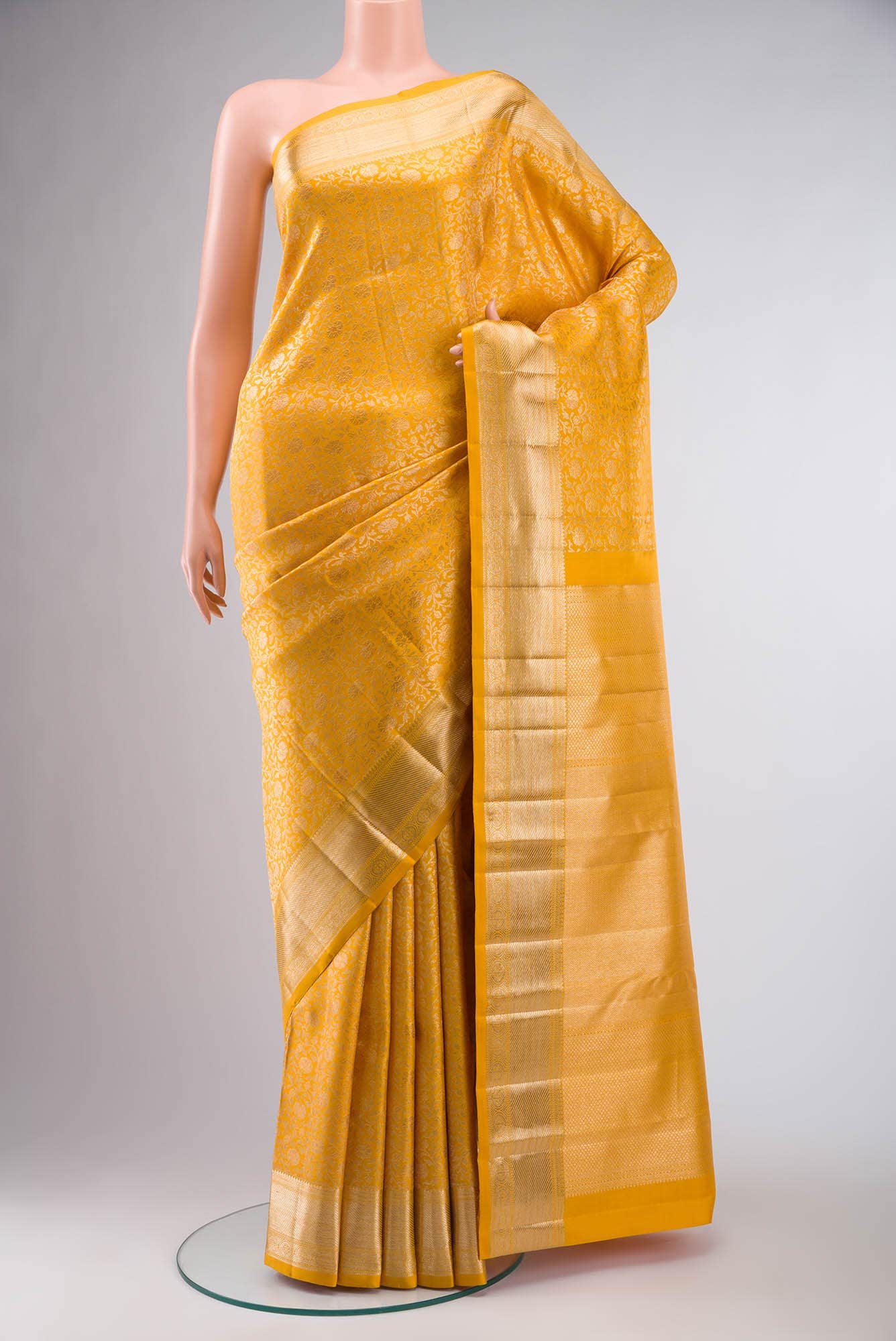 Yellow Kanchipuram Silk Saree