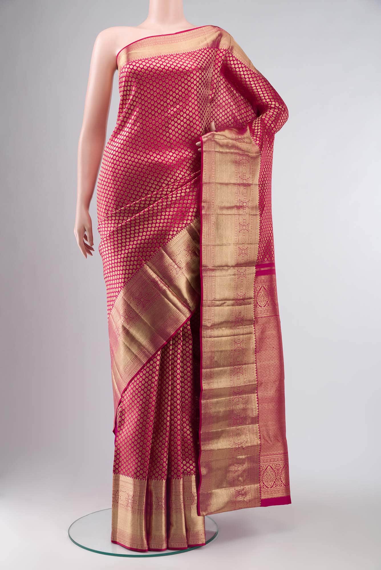 Dark Pink Kanchipuram Silk Saree