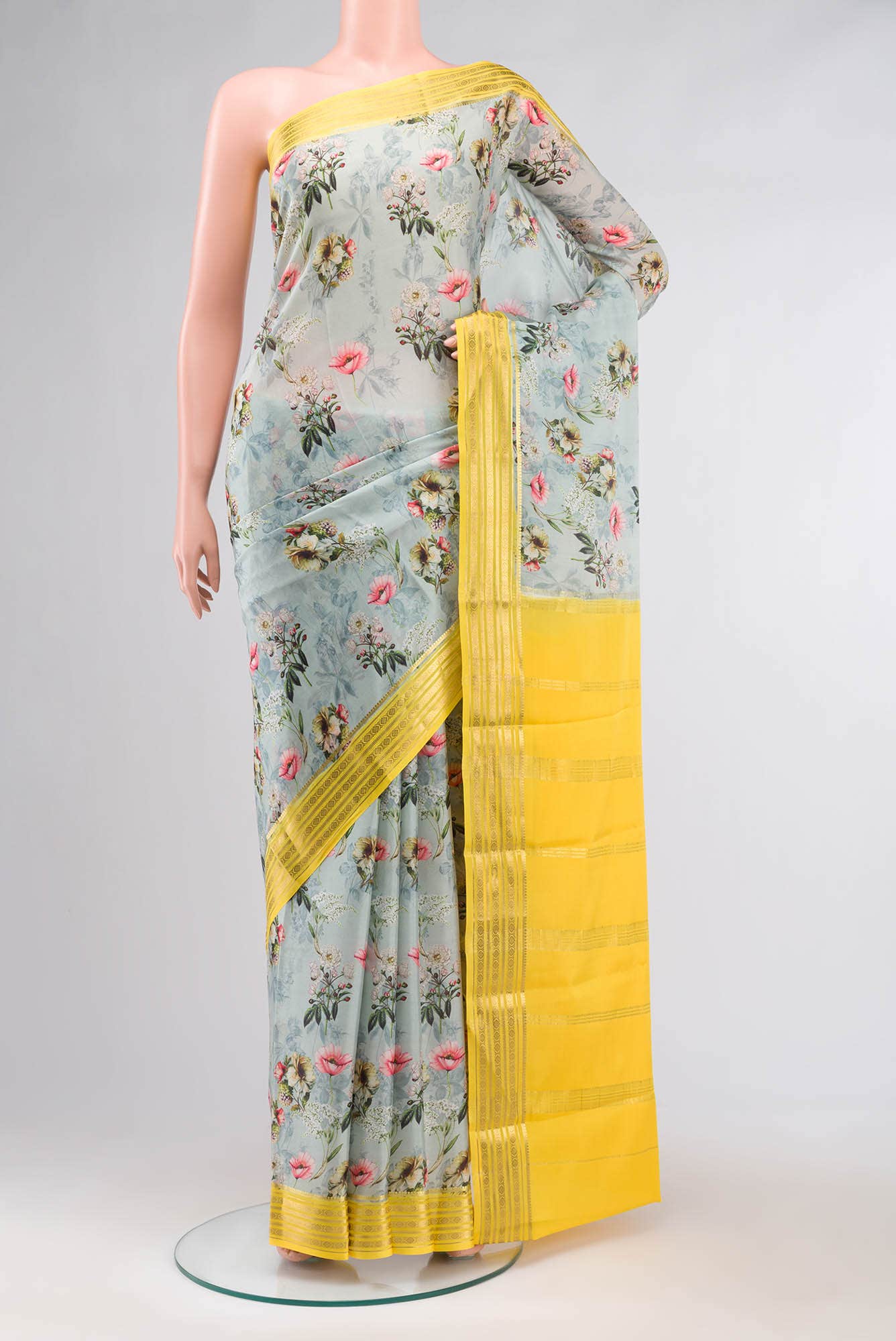 Blue Crepe Saree