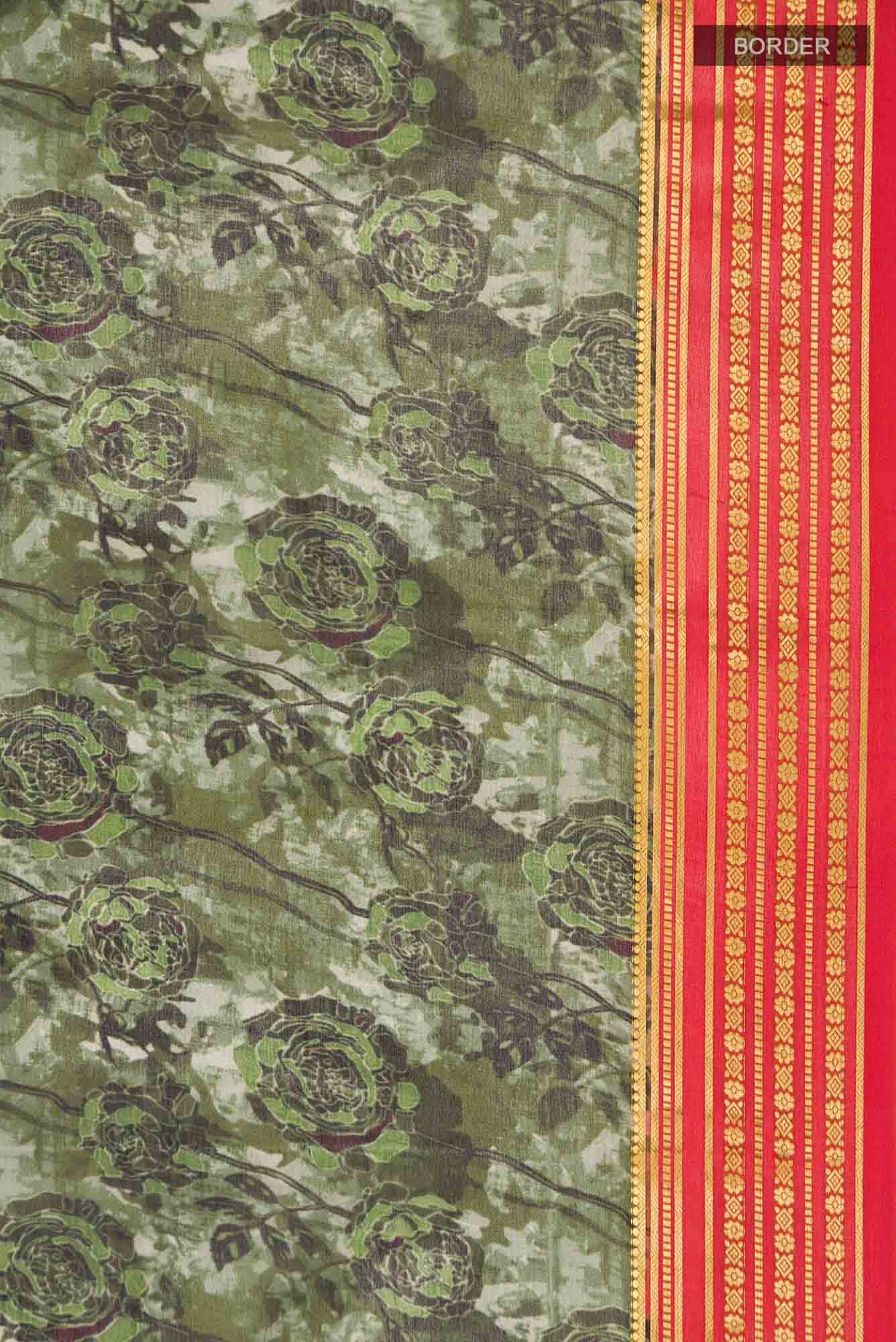 Green Mysore Crepe Saree