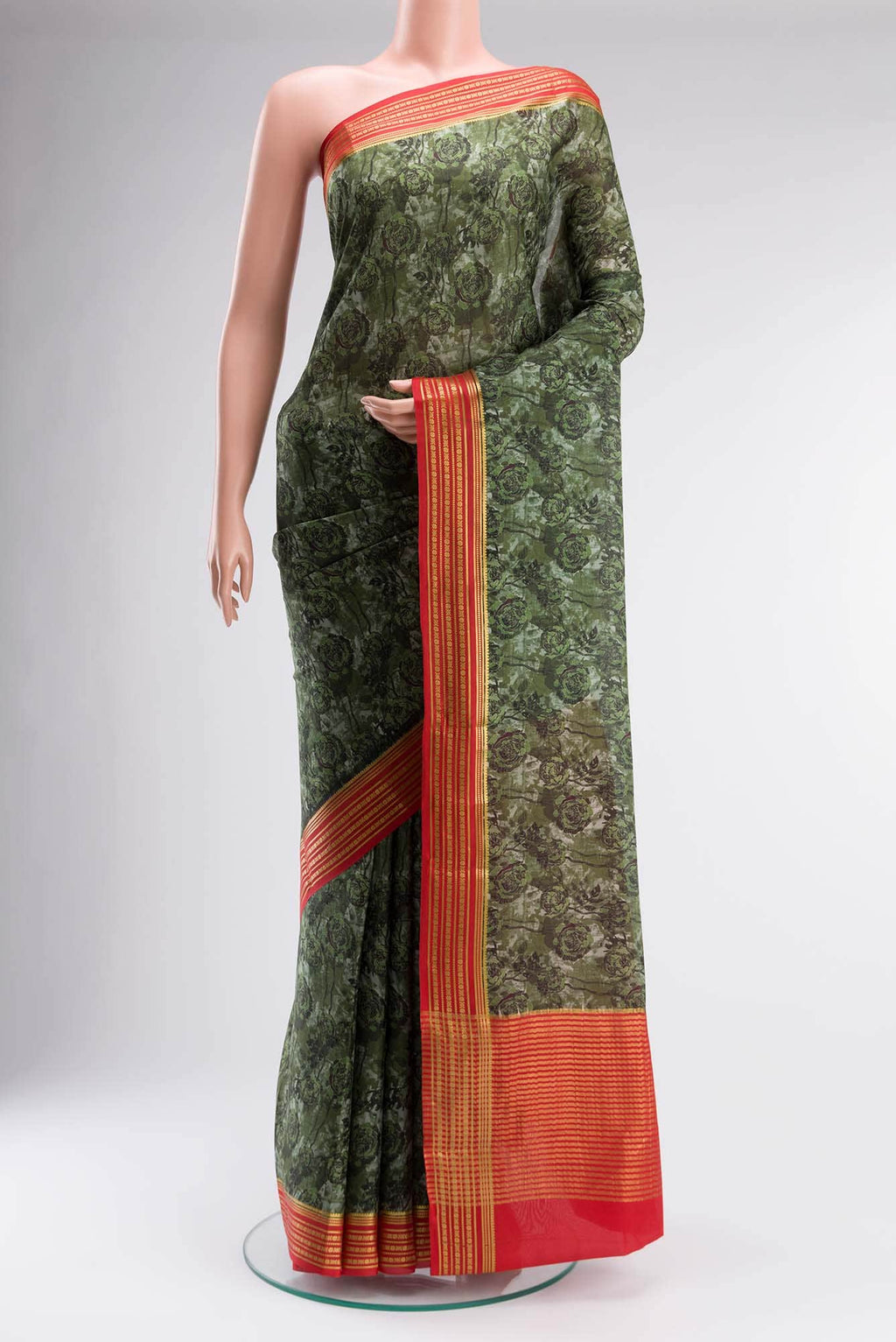 Green Mysore Crepe Saree