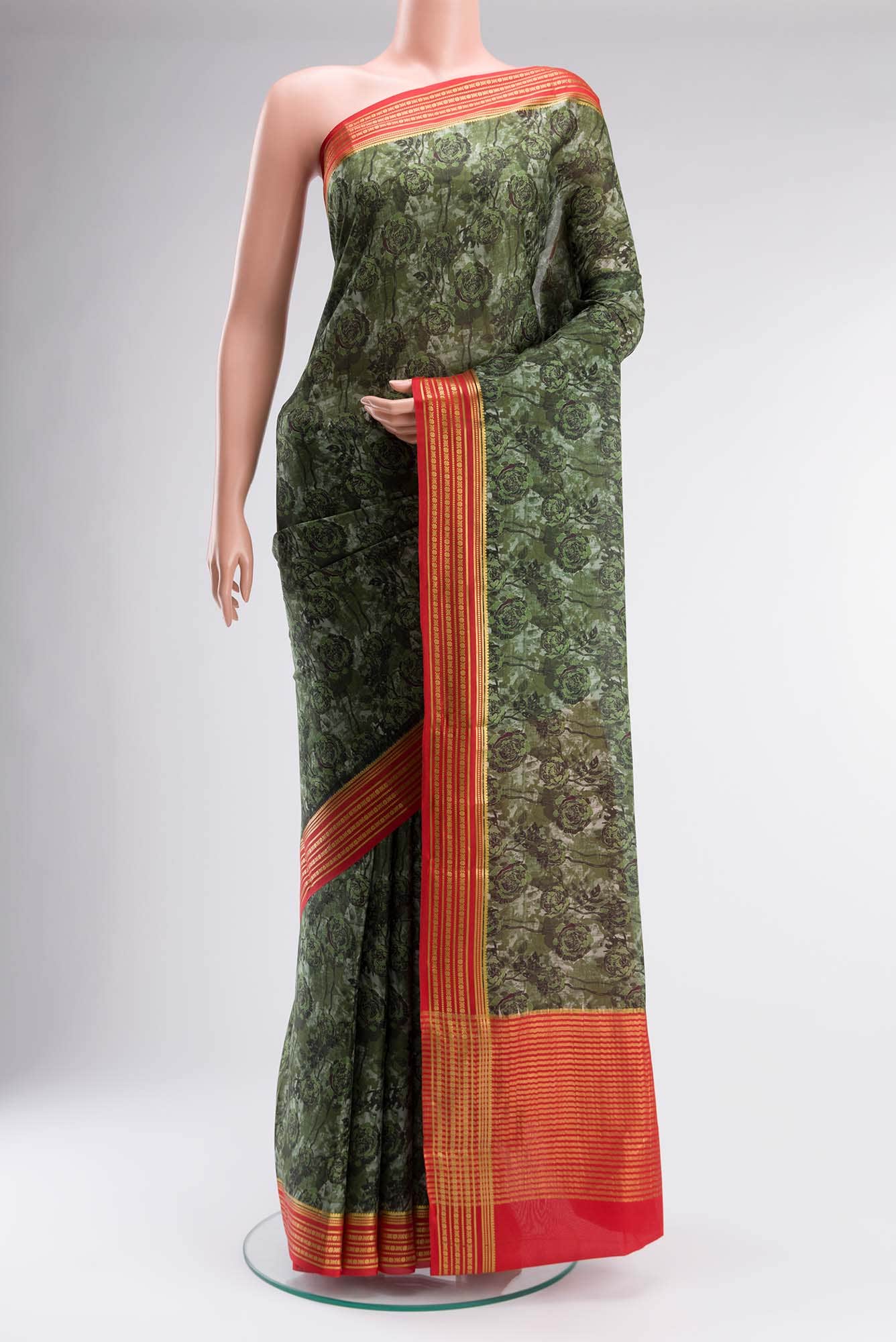 Green Mysore Crepe Saree