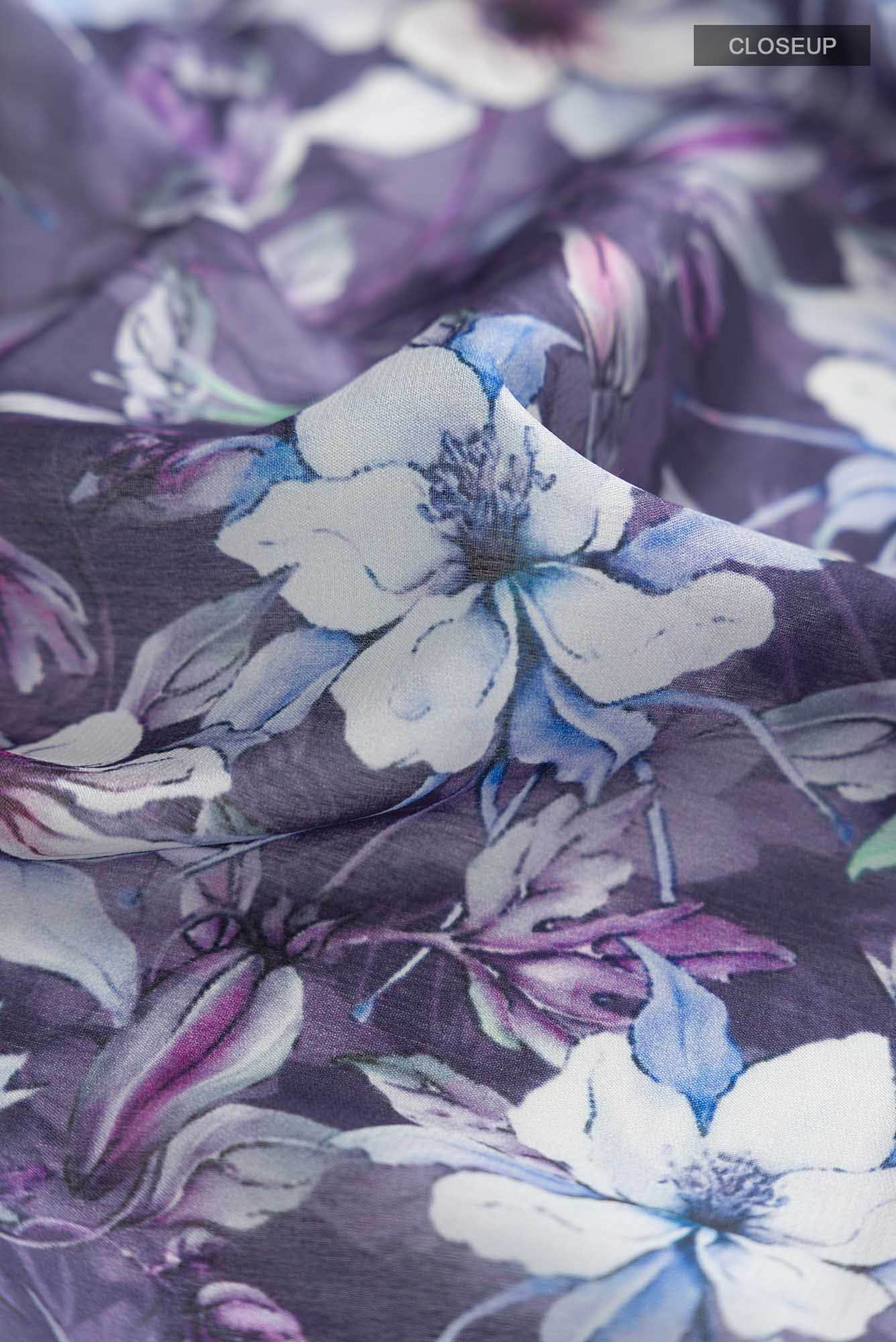 Purple Crepe Saree