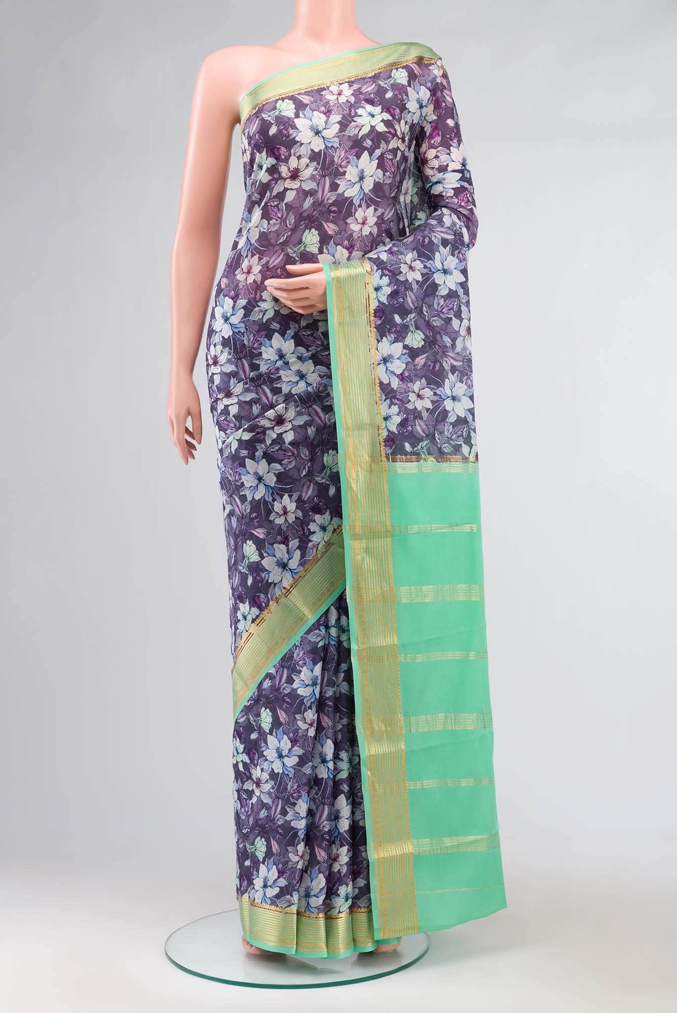 Purple Crepe Saree