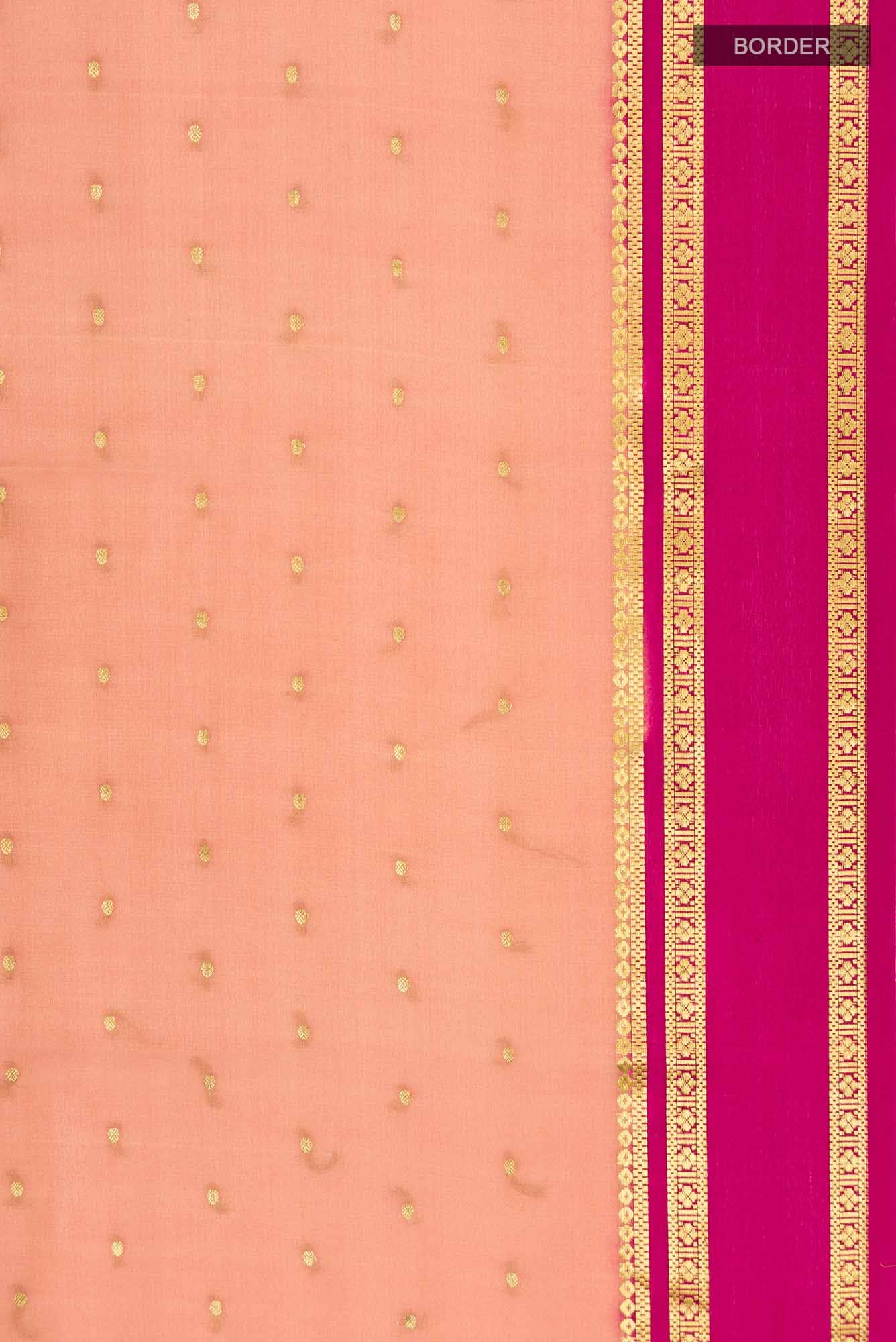 Peach Mysore Crepe Saree