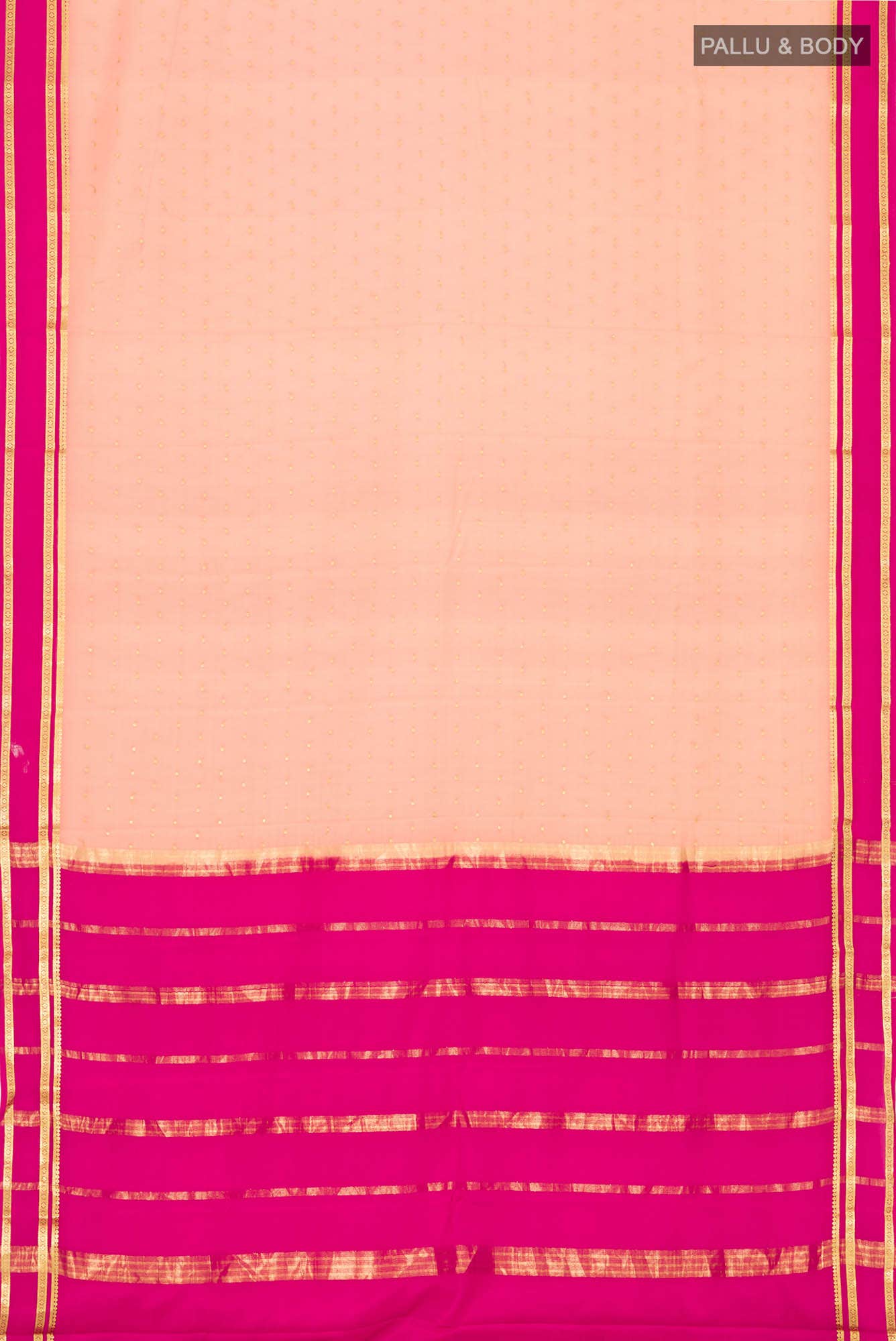 Peach Mysore Crepe Saree