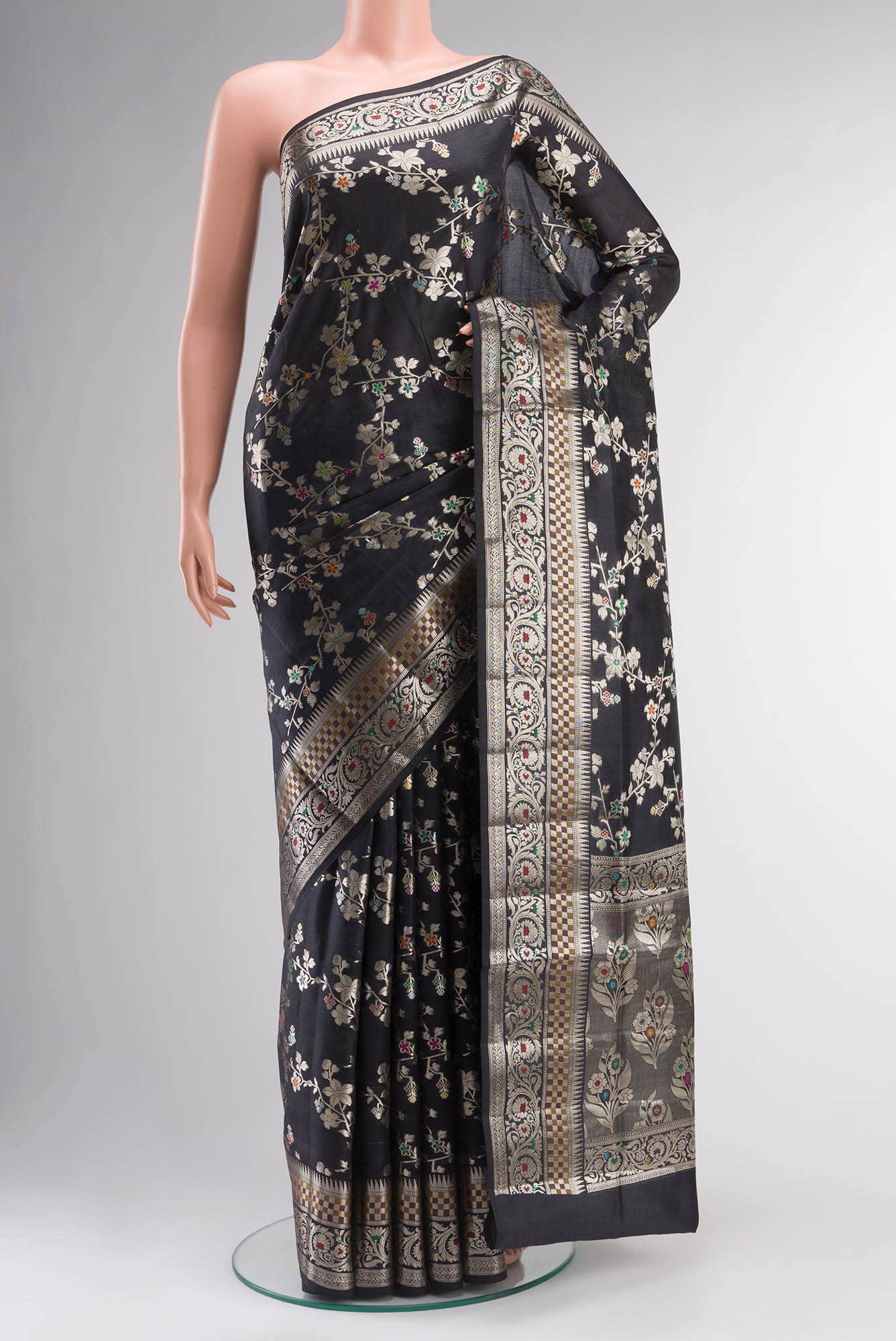 Black Banarasi Silk Saree