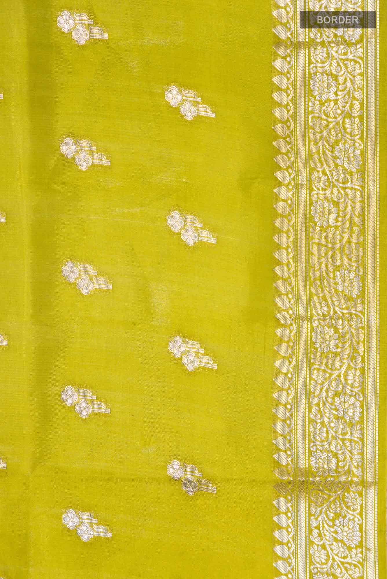 Green Banarasi Raw Silk Saree