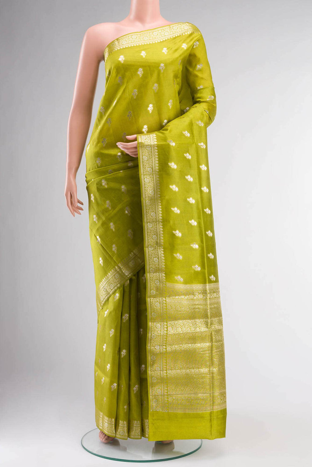 Green Banarasi Raw Silk Saree