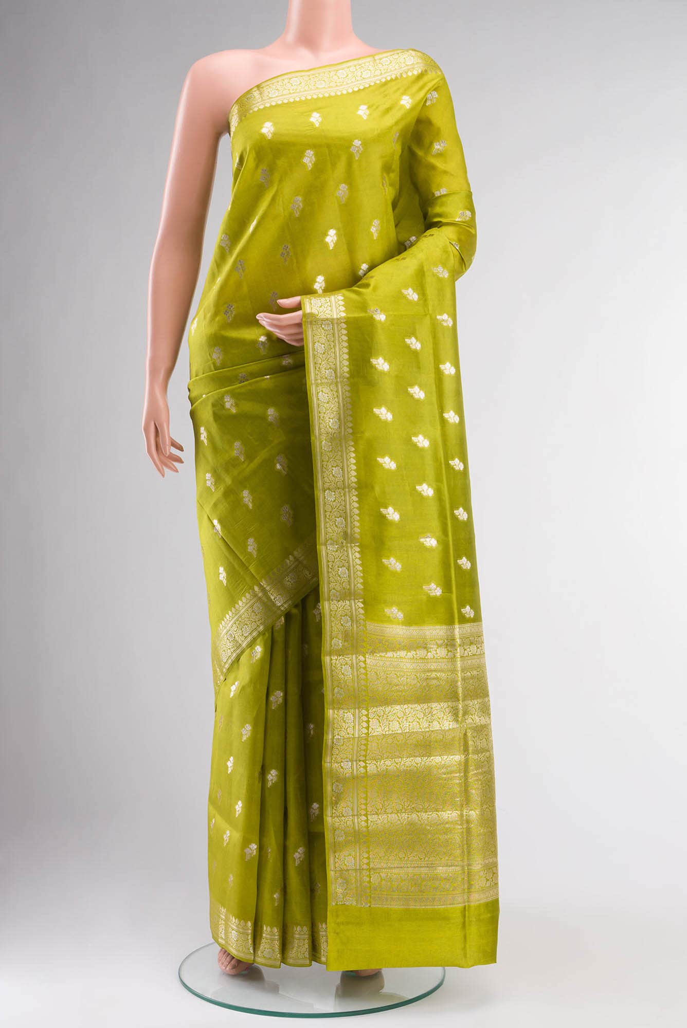 Green Banarasi Raw Silk Saree