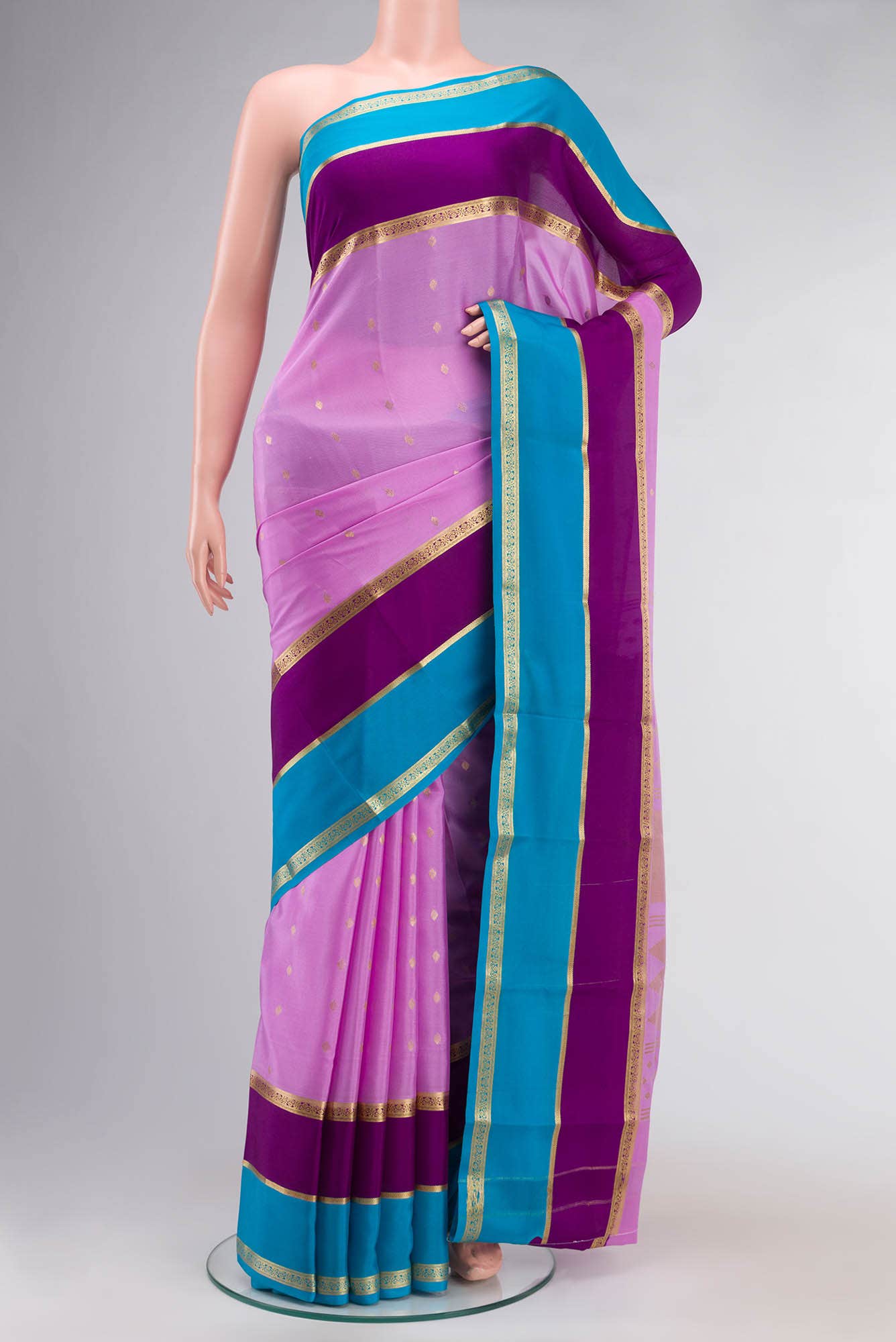 Rose pink Mysore Crepe Saree