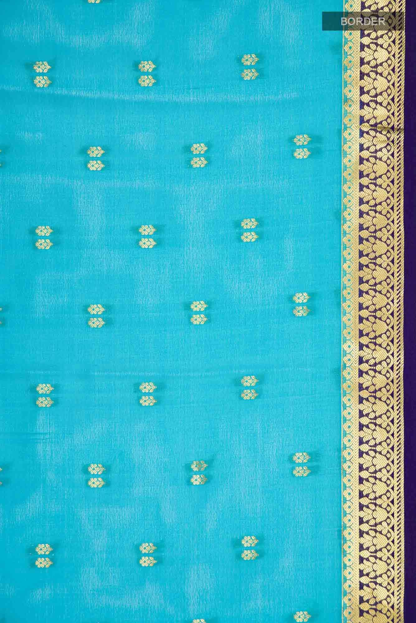 Blue Mysore Crepe Saree