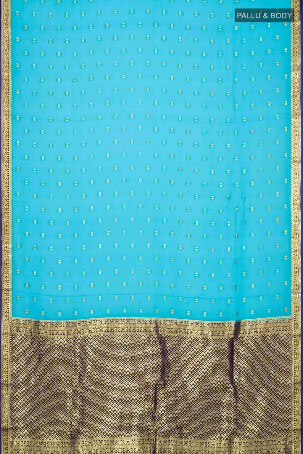 Blue Mysore Crepe Saree