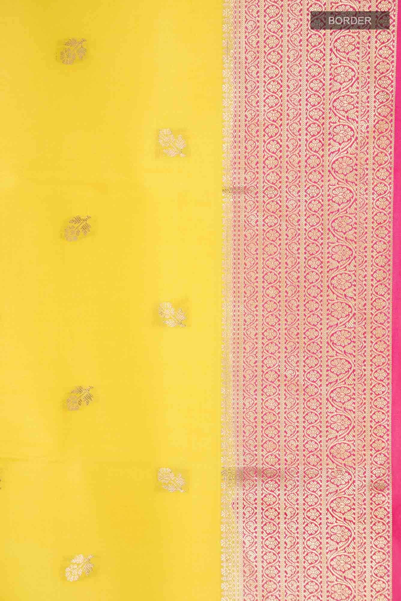 Yellow Mysore Crepe Saree