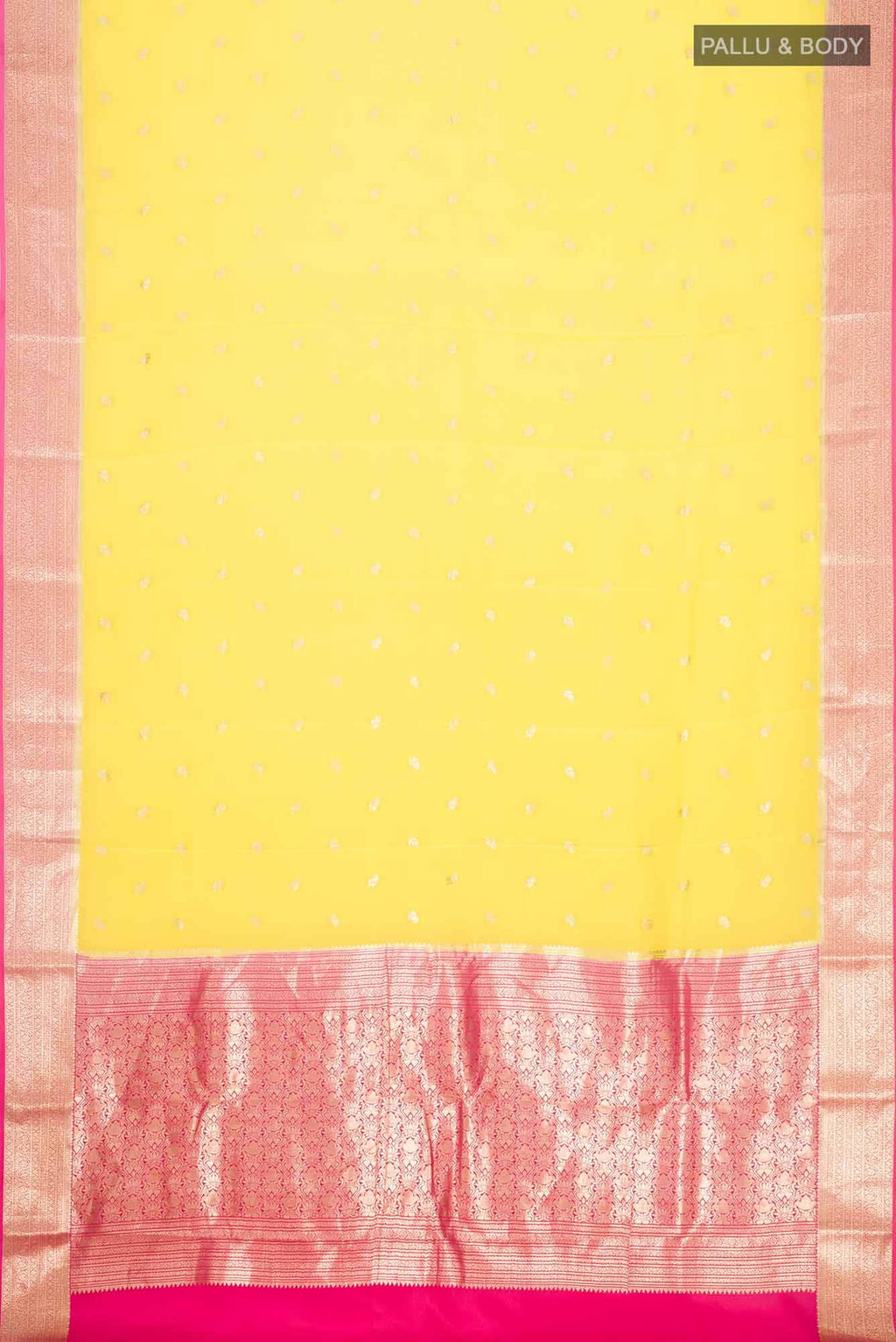 Yellow Mysore Crepe Saree