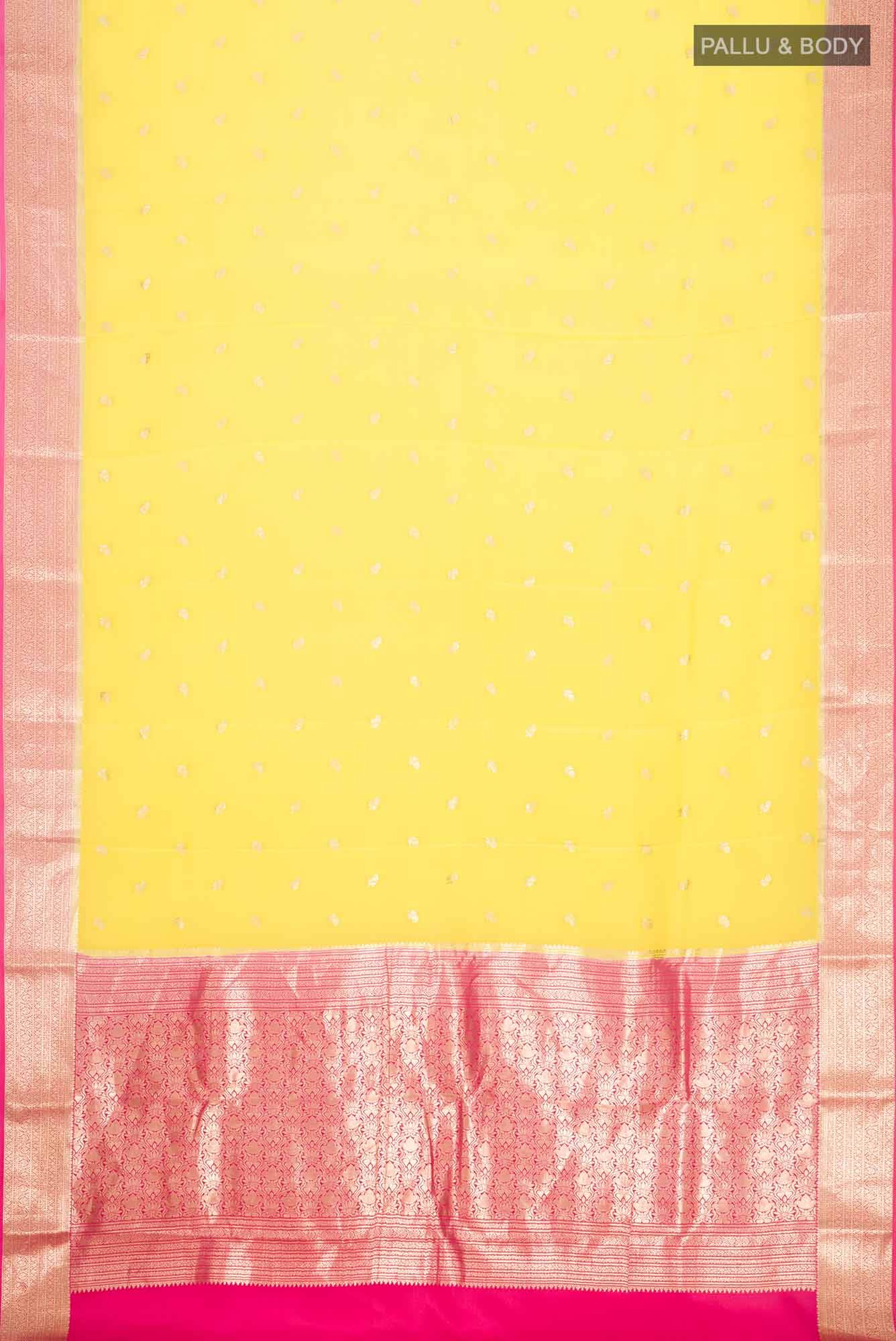 Yellow Mysore Crepe Saree