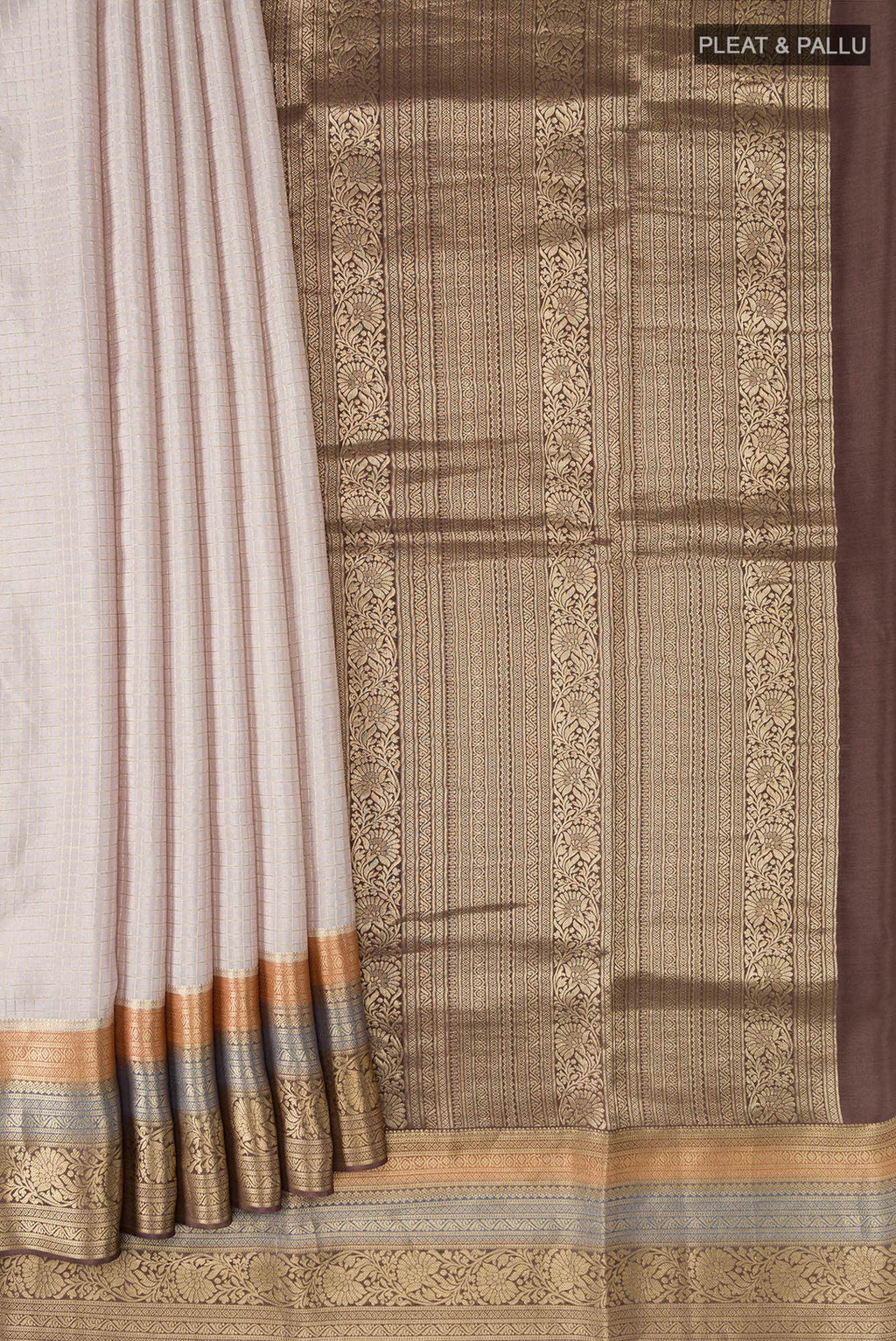 Beige Mysore Crepe Saree