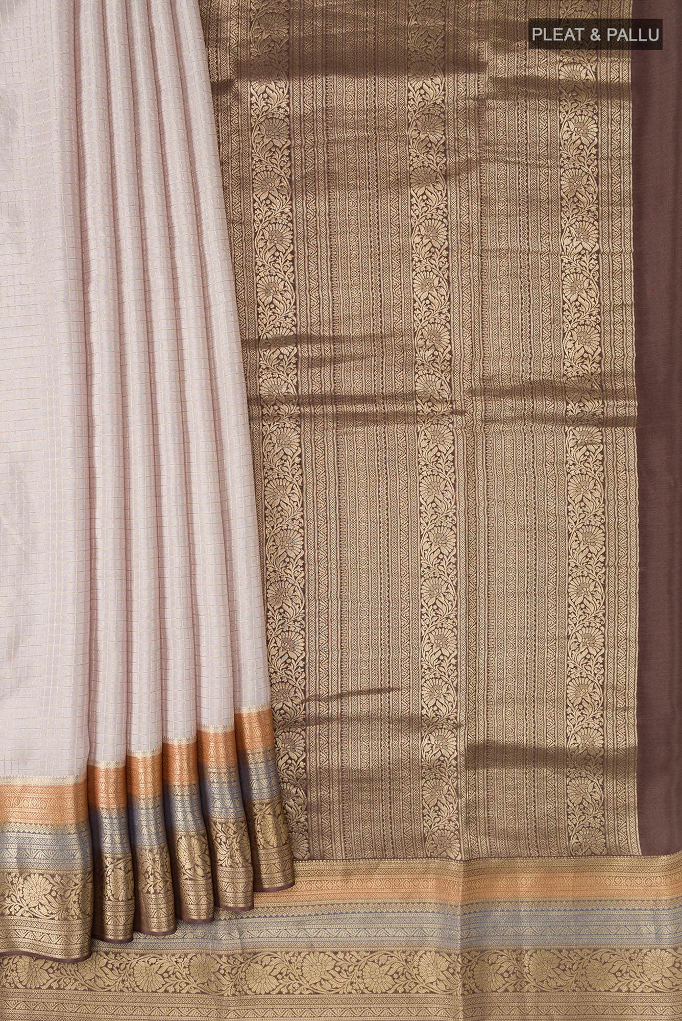 Beige Mysore Crepe Saree