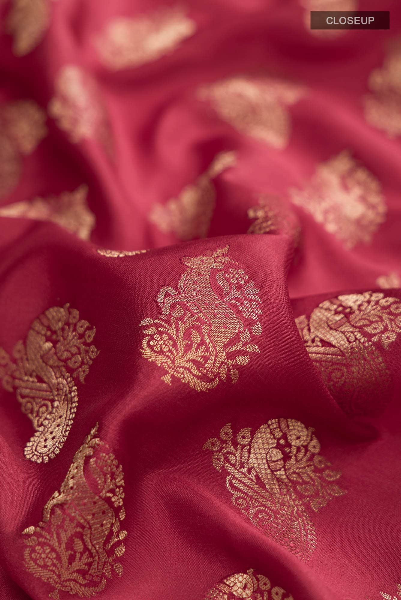 Red Mysore Crepe Saree