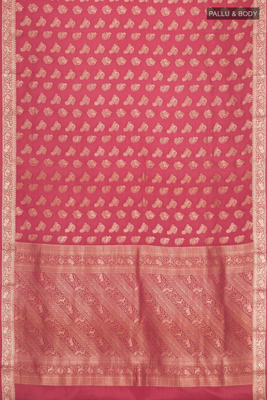 Red Mysore Crepe Saree