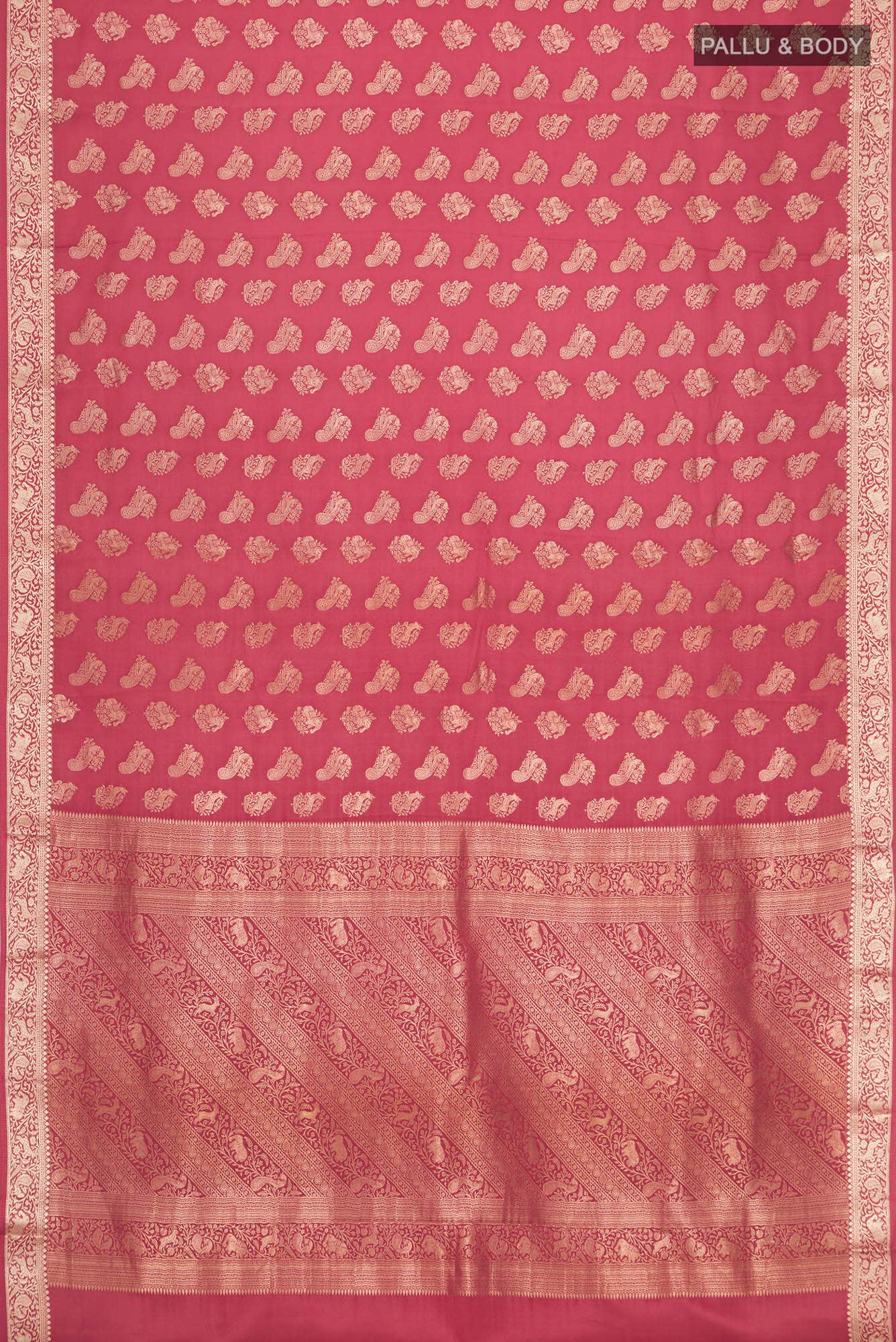 Red Mysore Crepe Saree