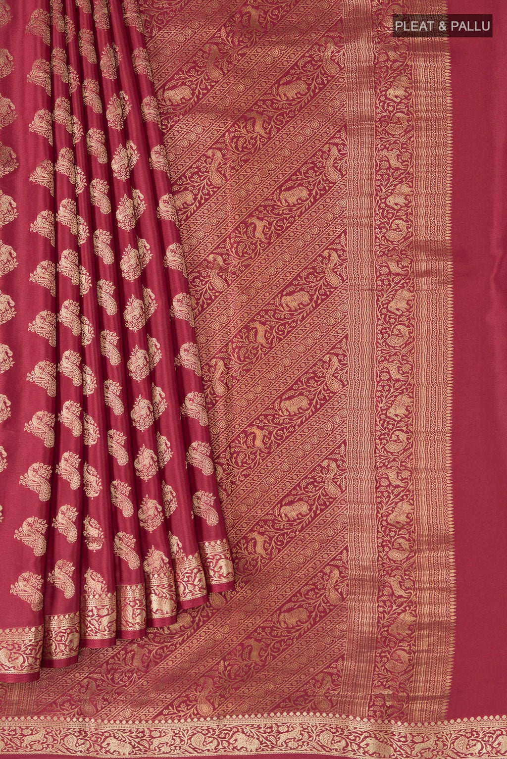Red Mysore Crepe Saree
