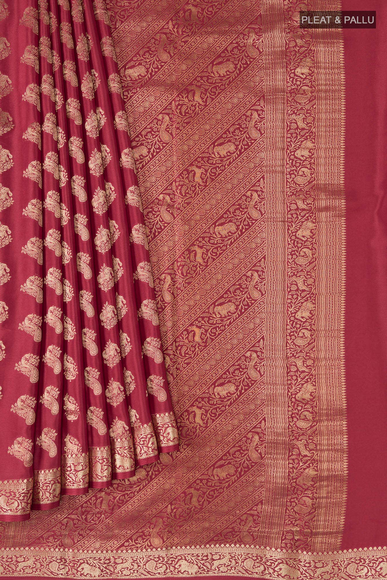 Red Mysore Crepe Saree