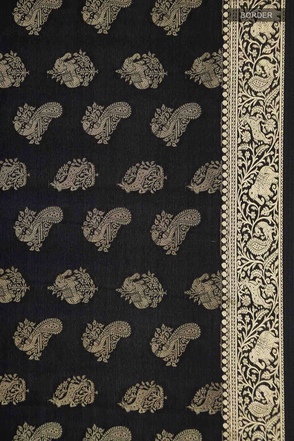 Black Mysore Crepe Saree