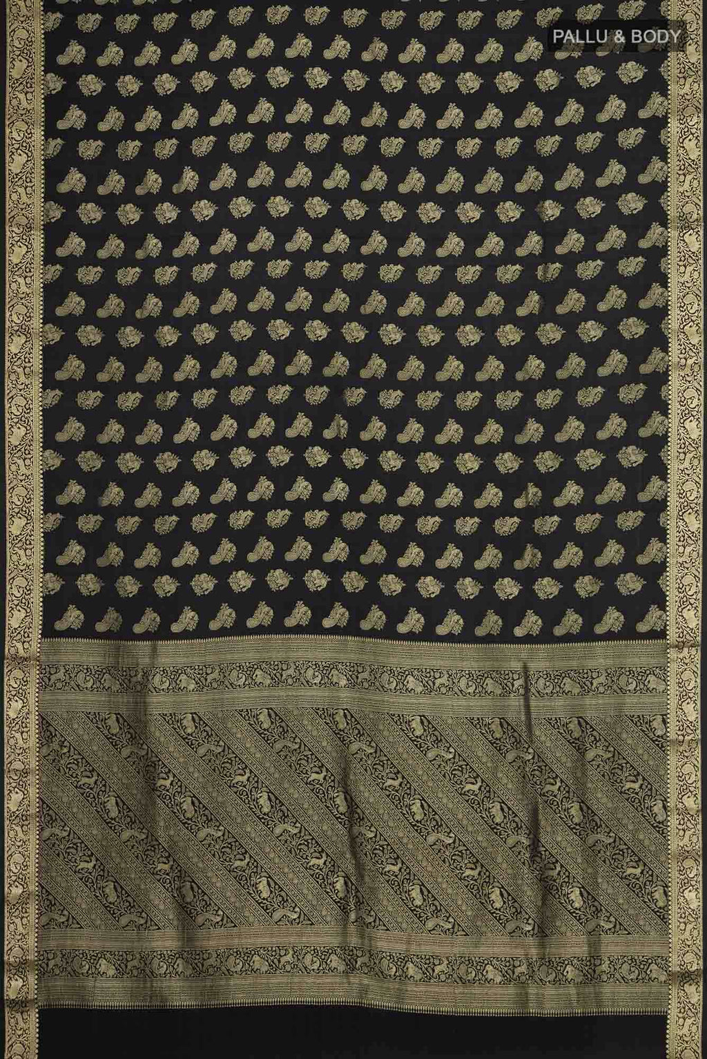 Black Mysore Crepe Saree