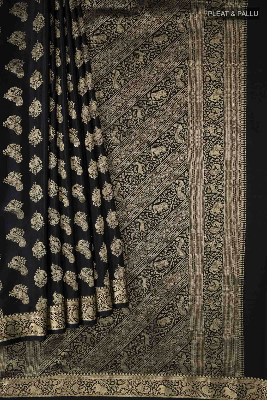 Black Mysore Crepe Saree