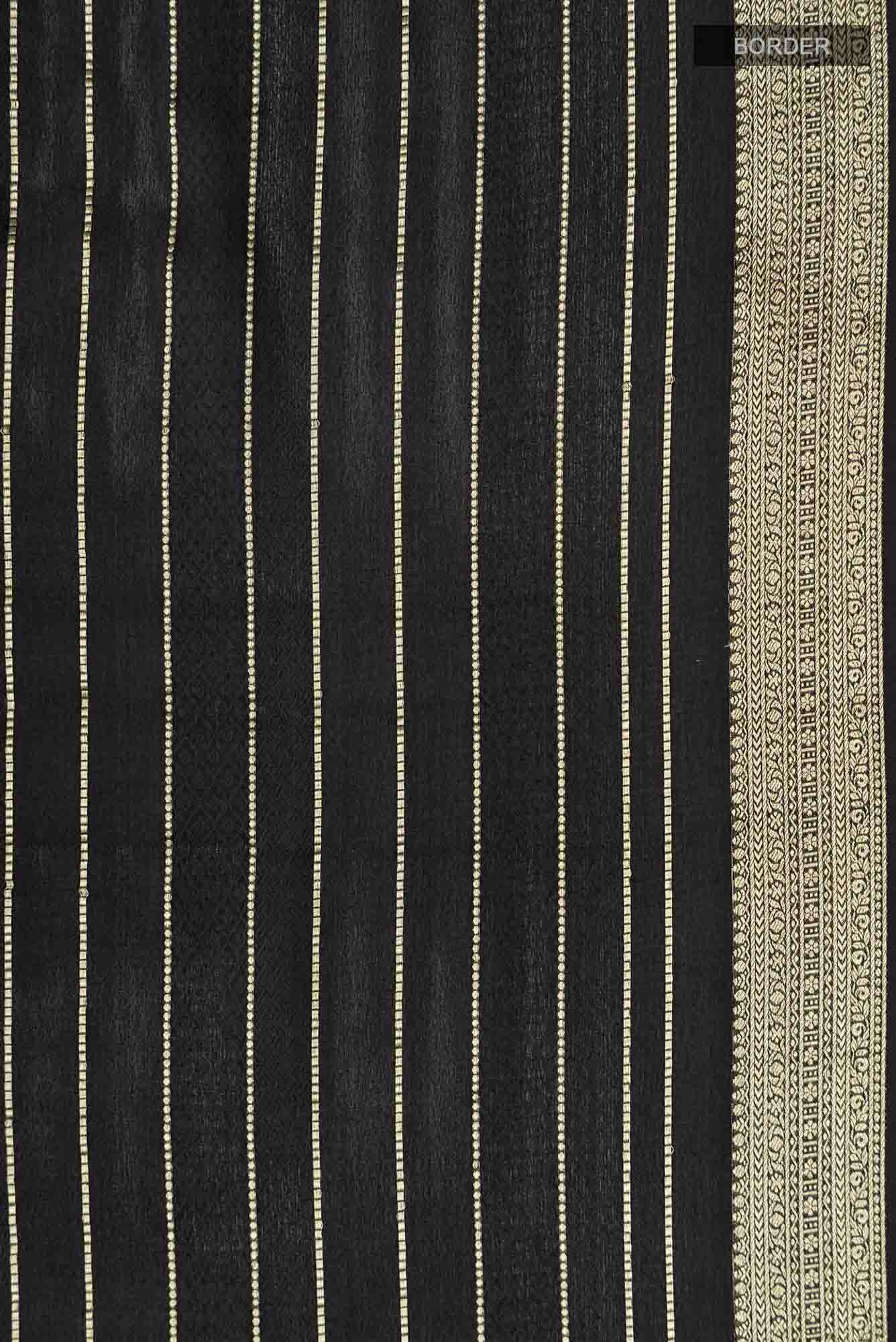 Black Mysore Crepe Saree