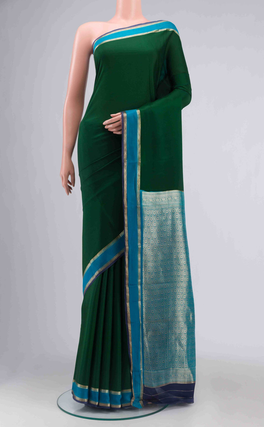 Green Mysore Crepe Saree