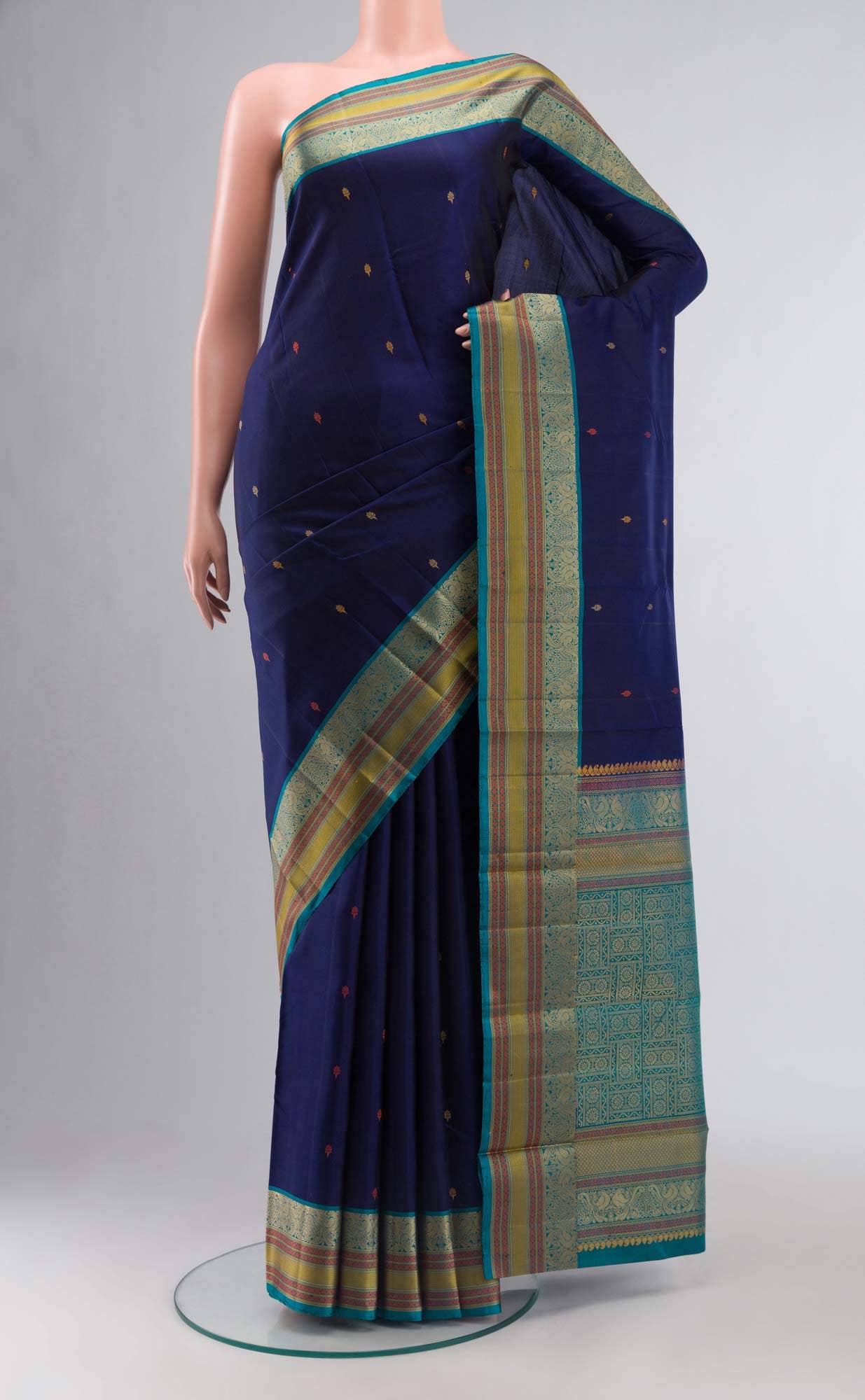 Navy Blue Kanchipuram Silk Saree