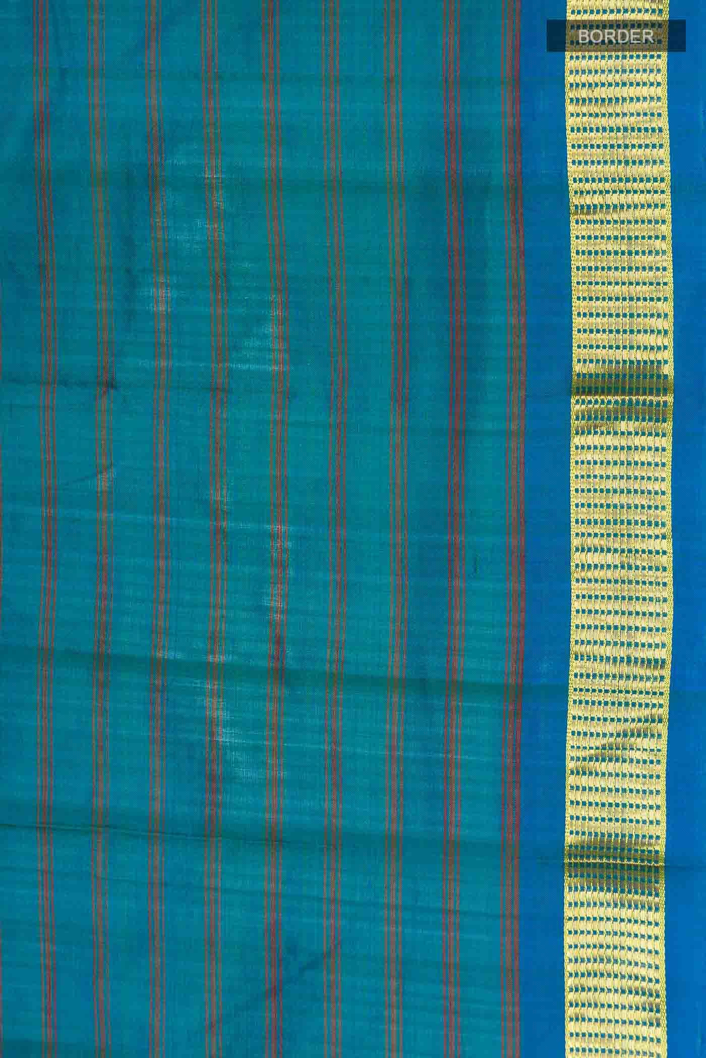 Blue with Green Dual Tone Kanchipuram Silk Saree