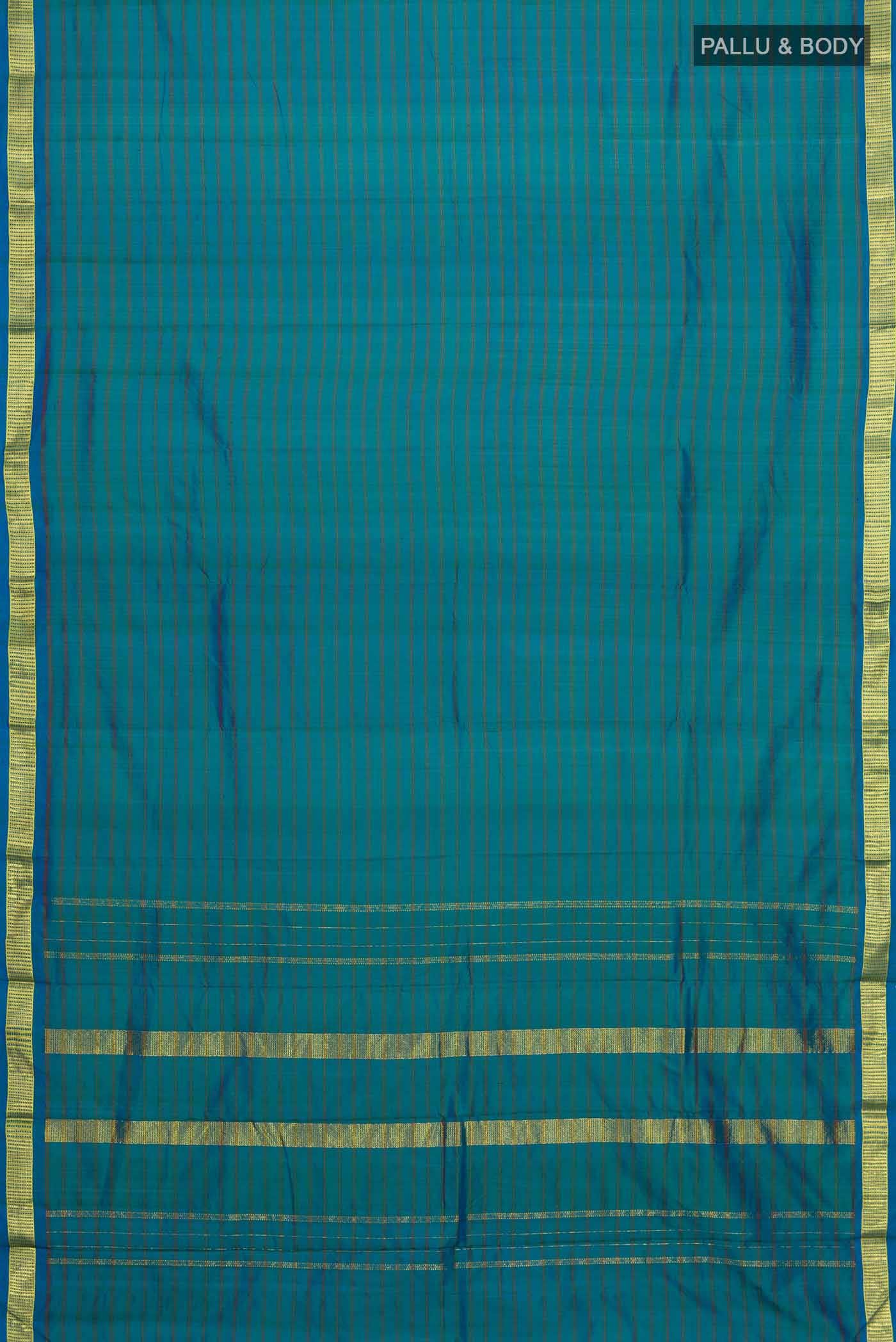 Blue with Green Dual Tone Kanchipuram Silk Saree