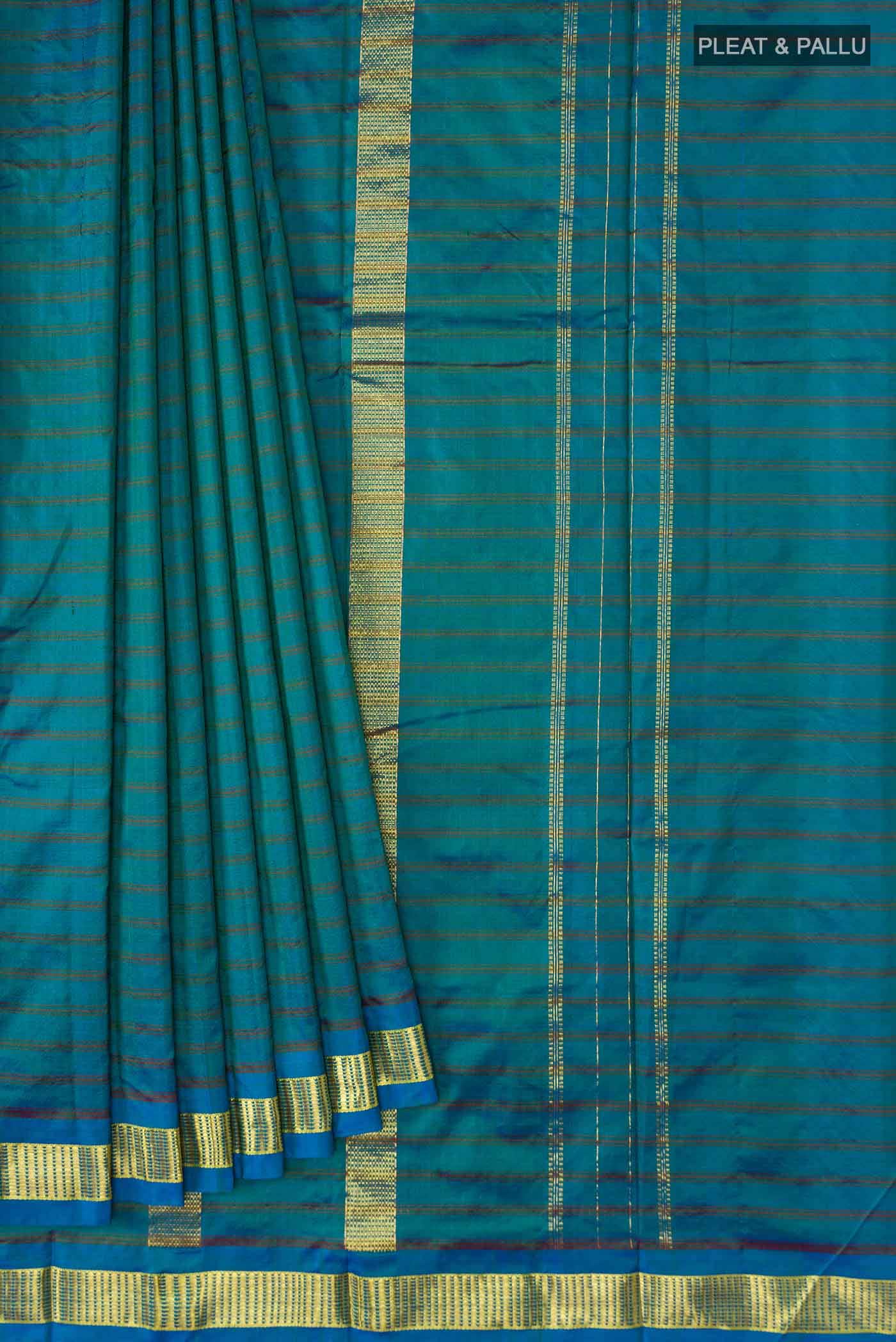 Blue with Green Dual Tone Kanchipuram Silk Saree