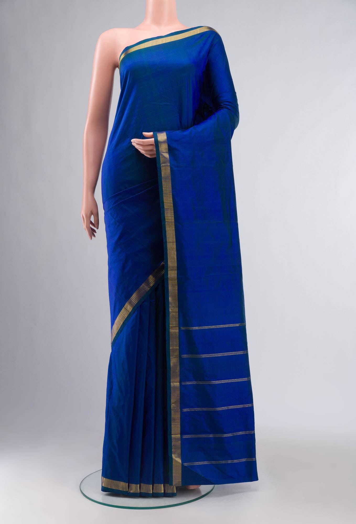Blue with Green Dual Tone Kanchipuram Silk Saree