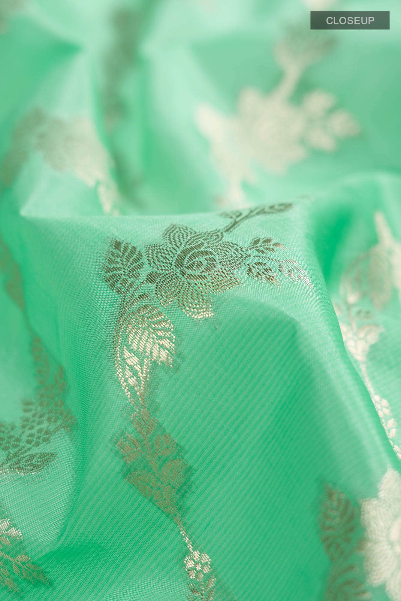 Green Banarasi Raw Silk Saree