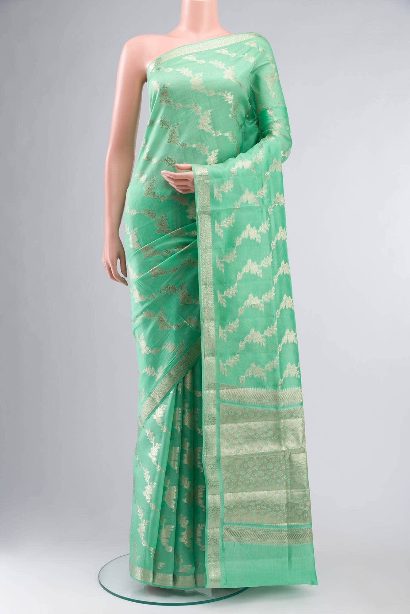 Green Banarasi Raw Silk Saree