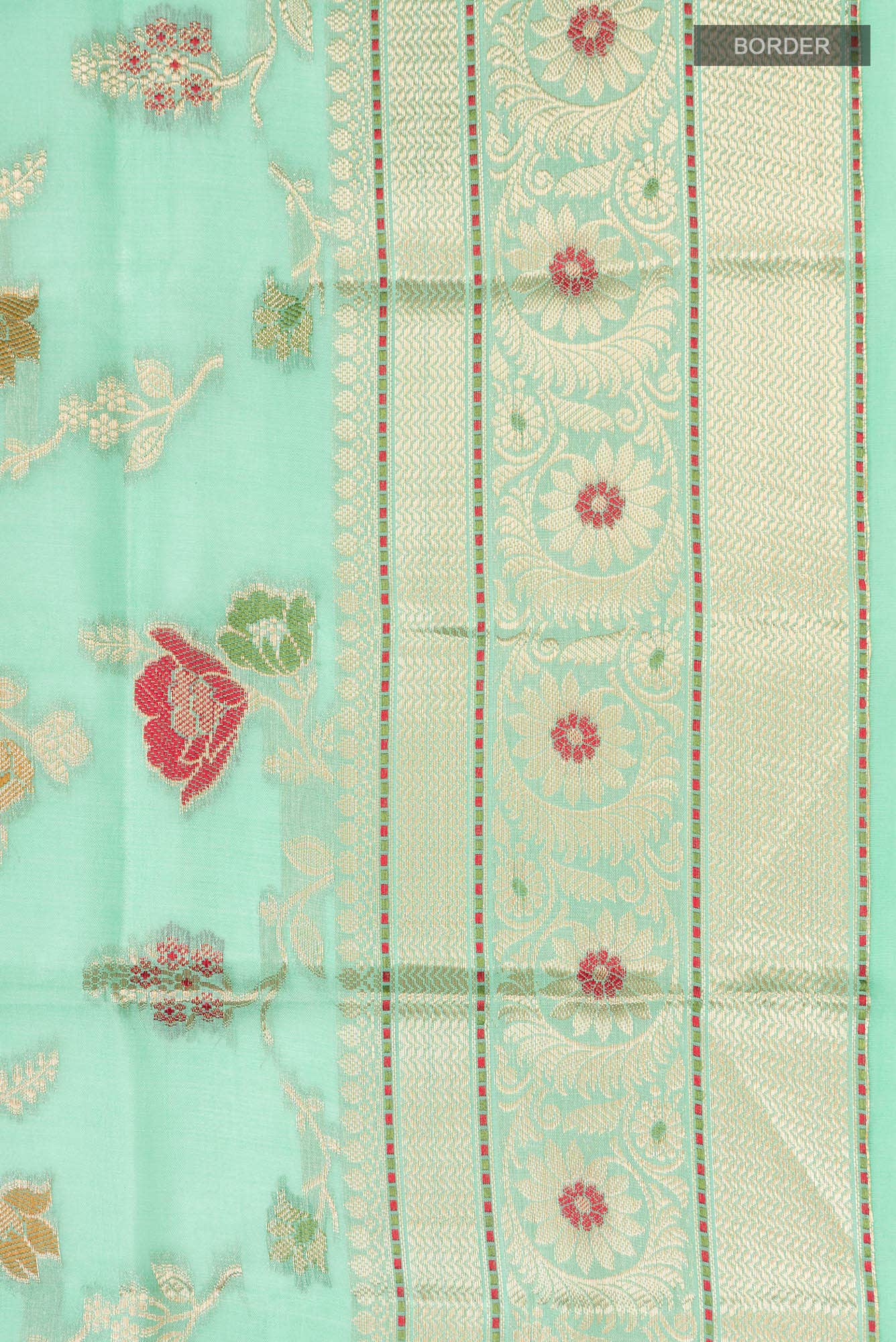 Green Banarasi Raw Silk Saree