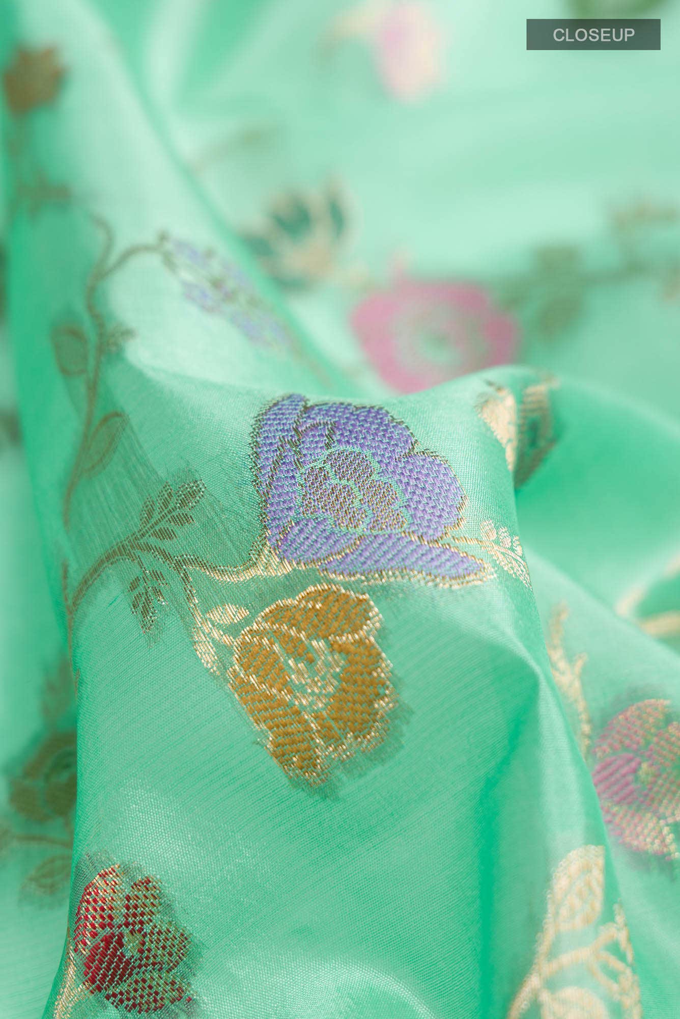 Green Banarasi Raw Silk Saree