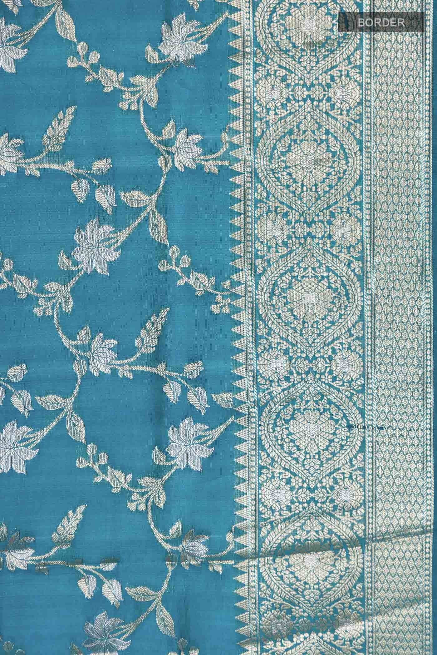 Blue Banarasi Raw Silk Saree